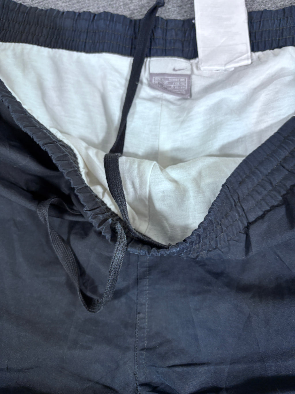 Vintage Y2K Nike Track Pants Size L Navy White Grey Detail Wide Leg Windbreakers