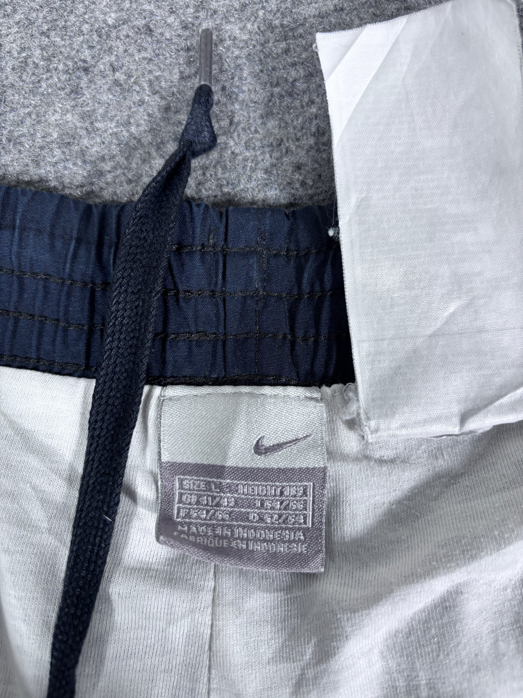 Vintage Y2K Nike Track Pants Size L Navy White Grey Detail Wide Leg Windbreakers