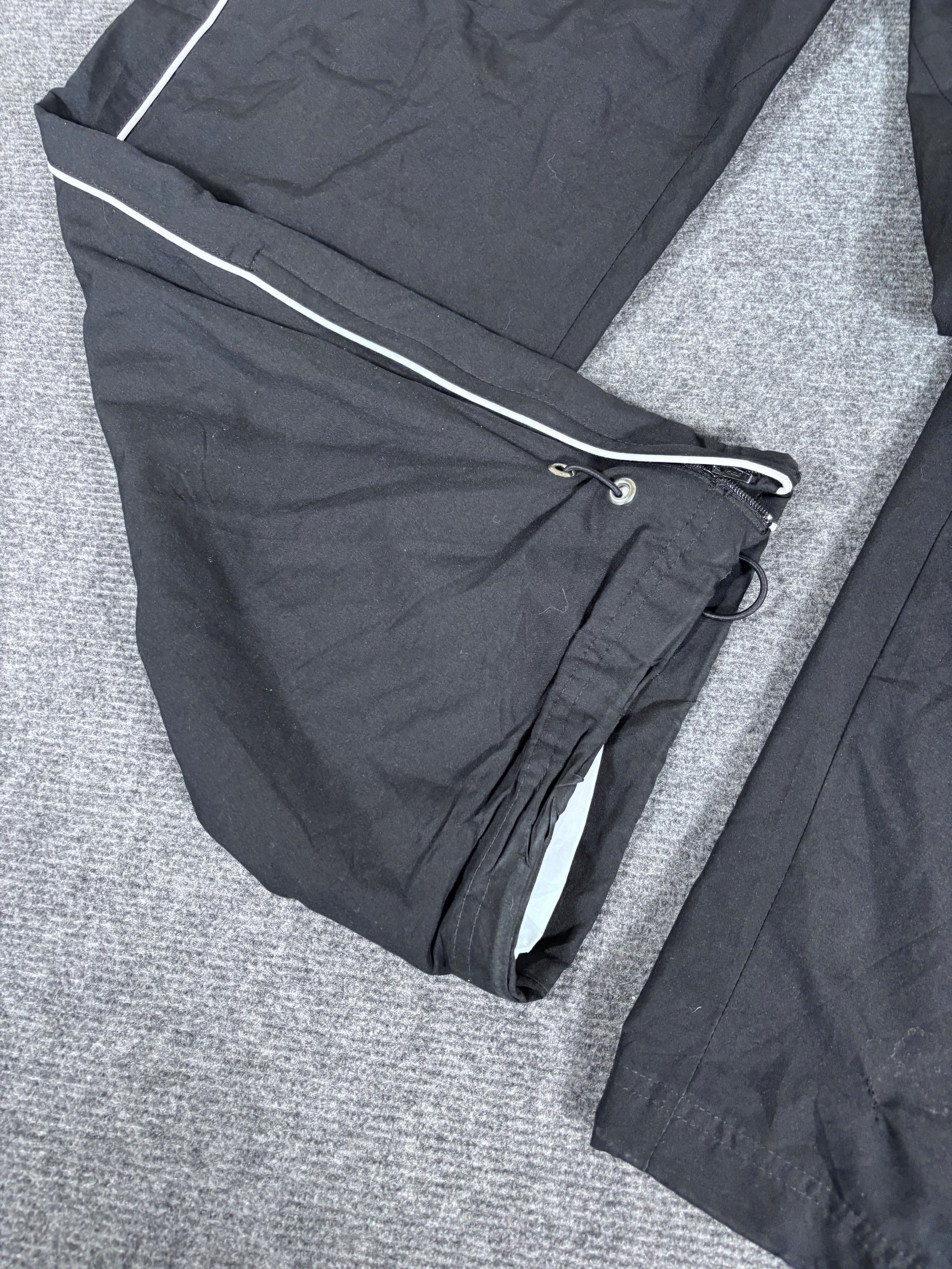 Vintage Y2K Nike Track Pants Size M Black White Piping Wide Leg Bungee Ankle Zip