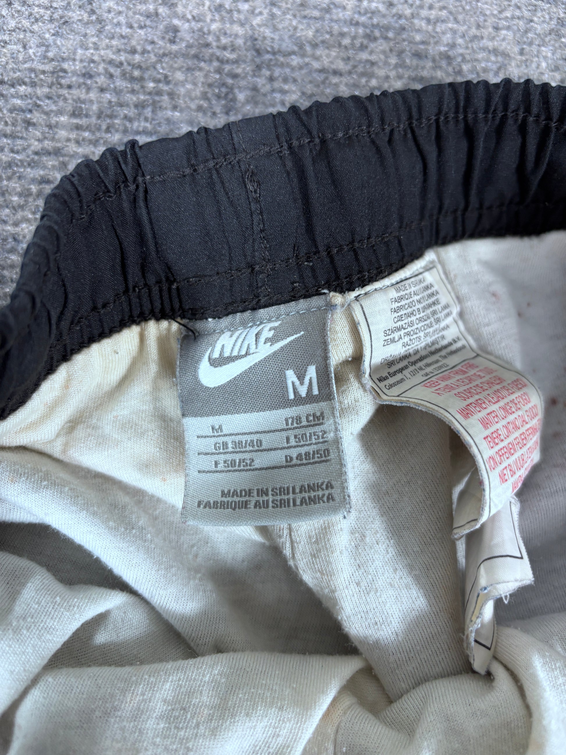 Vintage Y2K Nike Track Pants Size M Black White Piping Wide Leg Bungee Ankle Zip