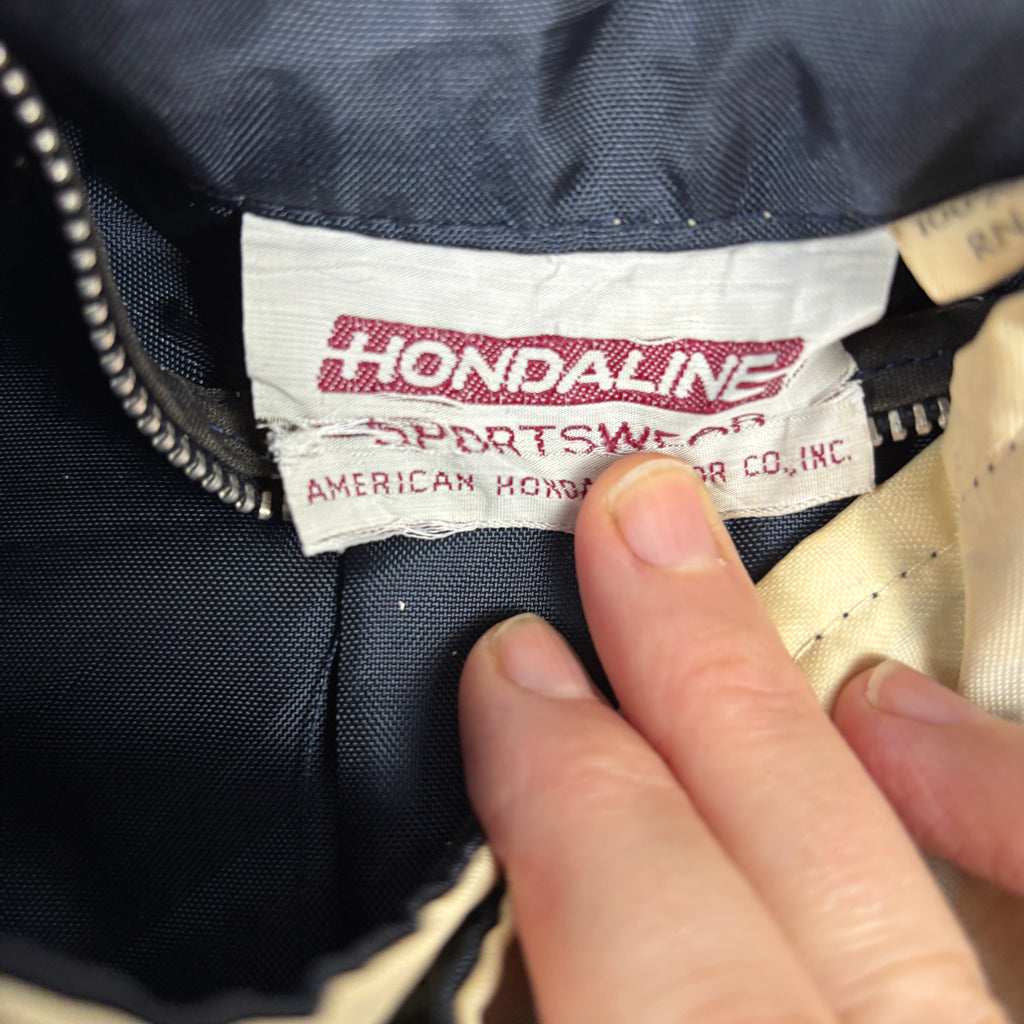 90s Honda Jacket Size M Blue Nylon Retro Cut Off Sleeves Japanese Vintage