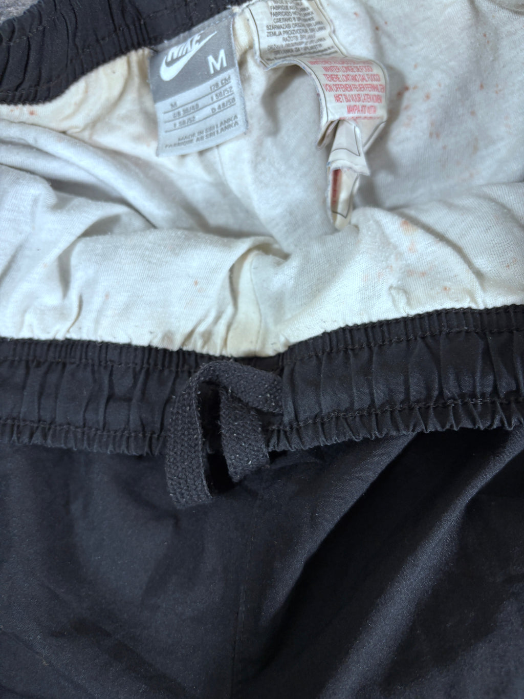 Vintage Y2K Nike Track Pants Size M Black White Piping Wide Leg Bungee Ankle Zip