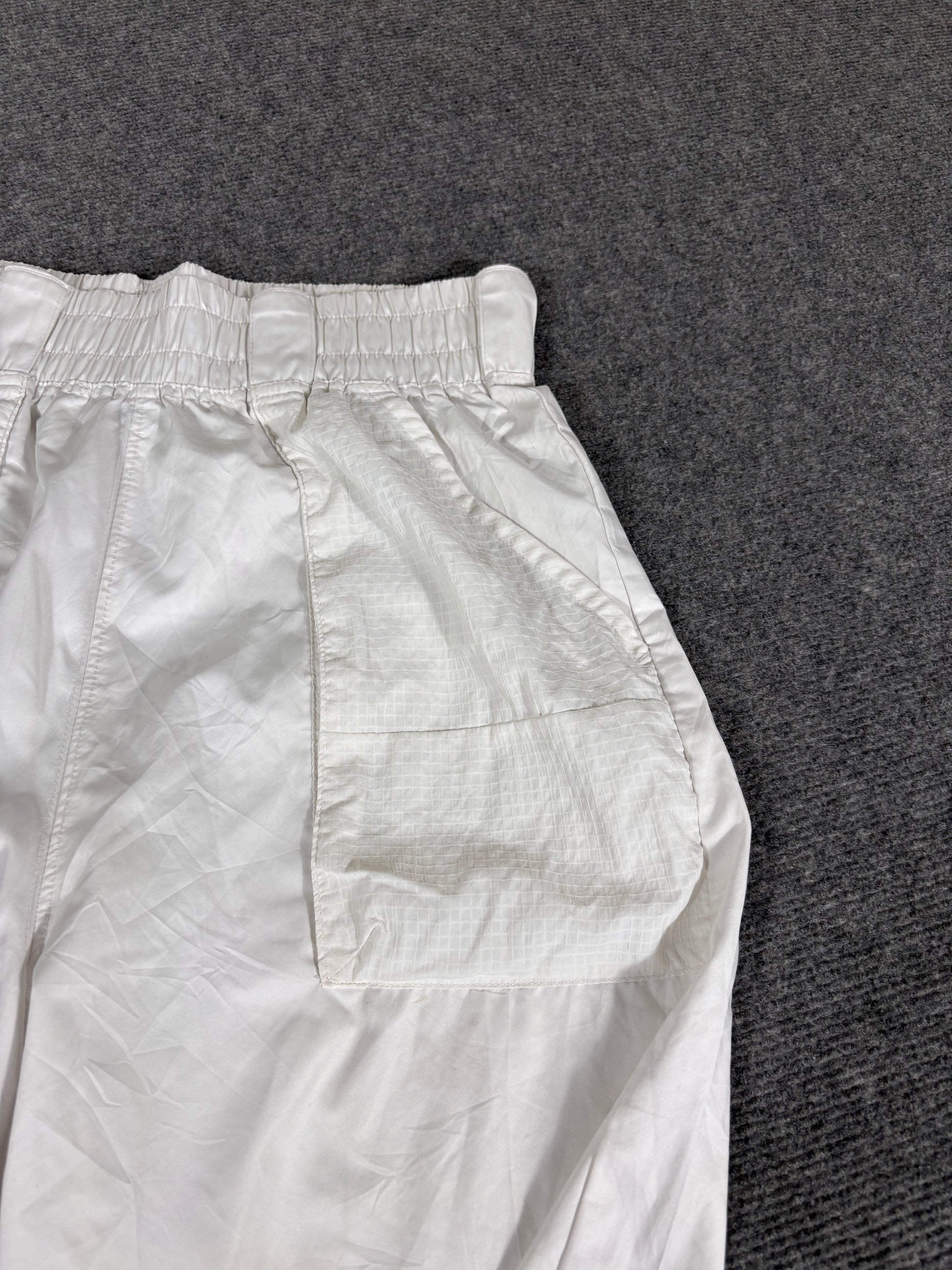 Nike Track Pants Womens Size S White Black Swoosh Straight Tapered Cuffed