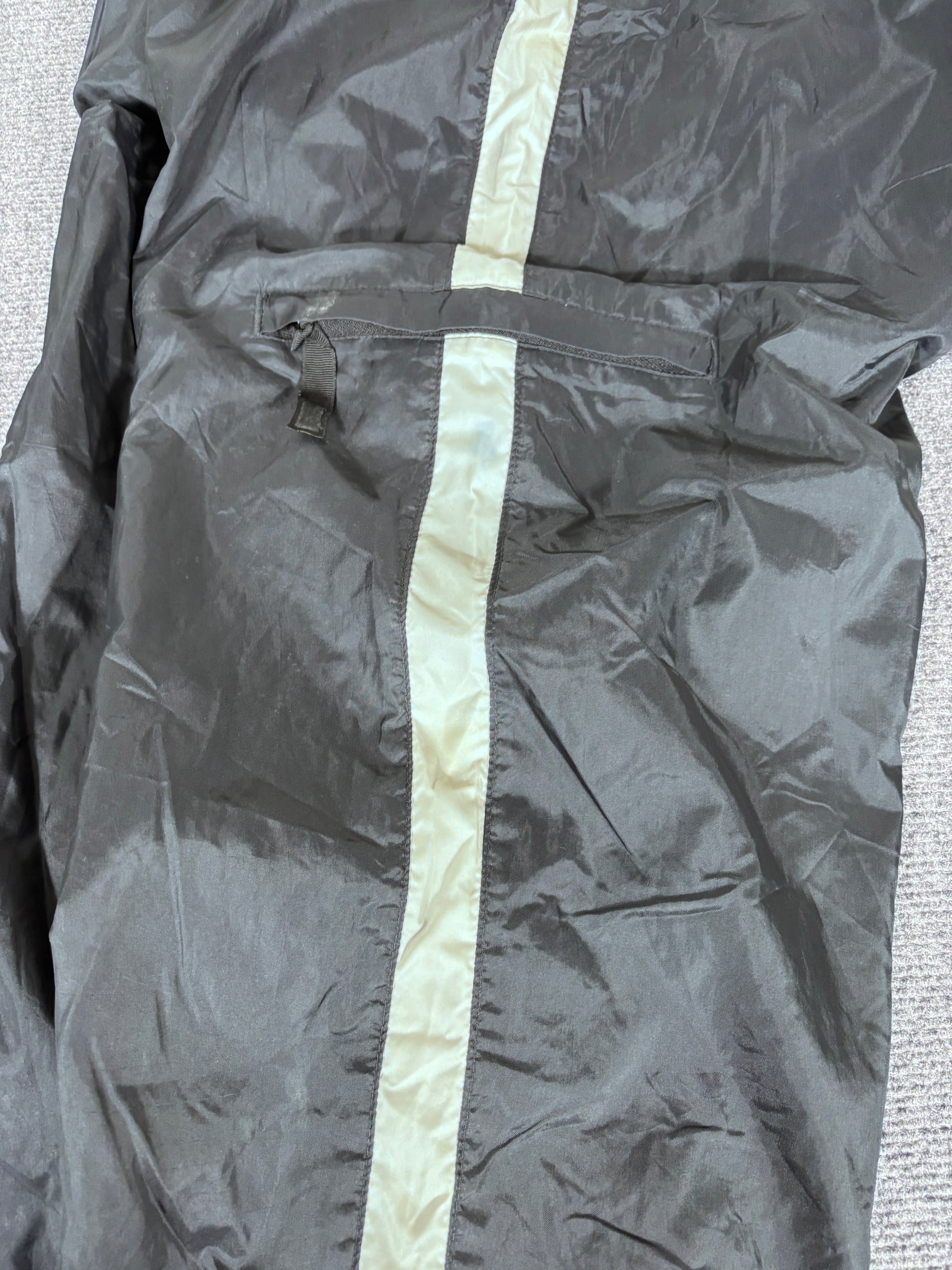 Vintage Y2K Nike Track Pants Size XL Black Cream Detail Cargo Pocket Spell Out Ankle Zip