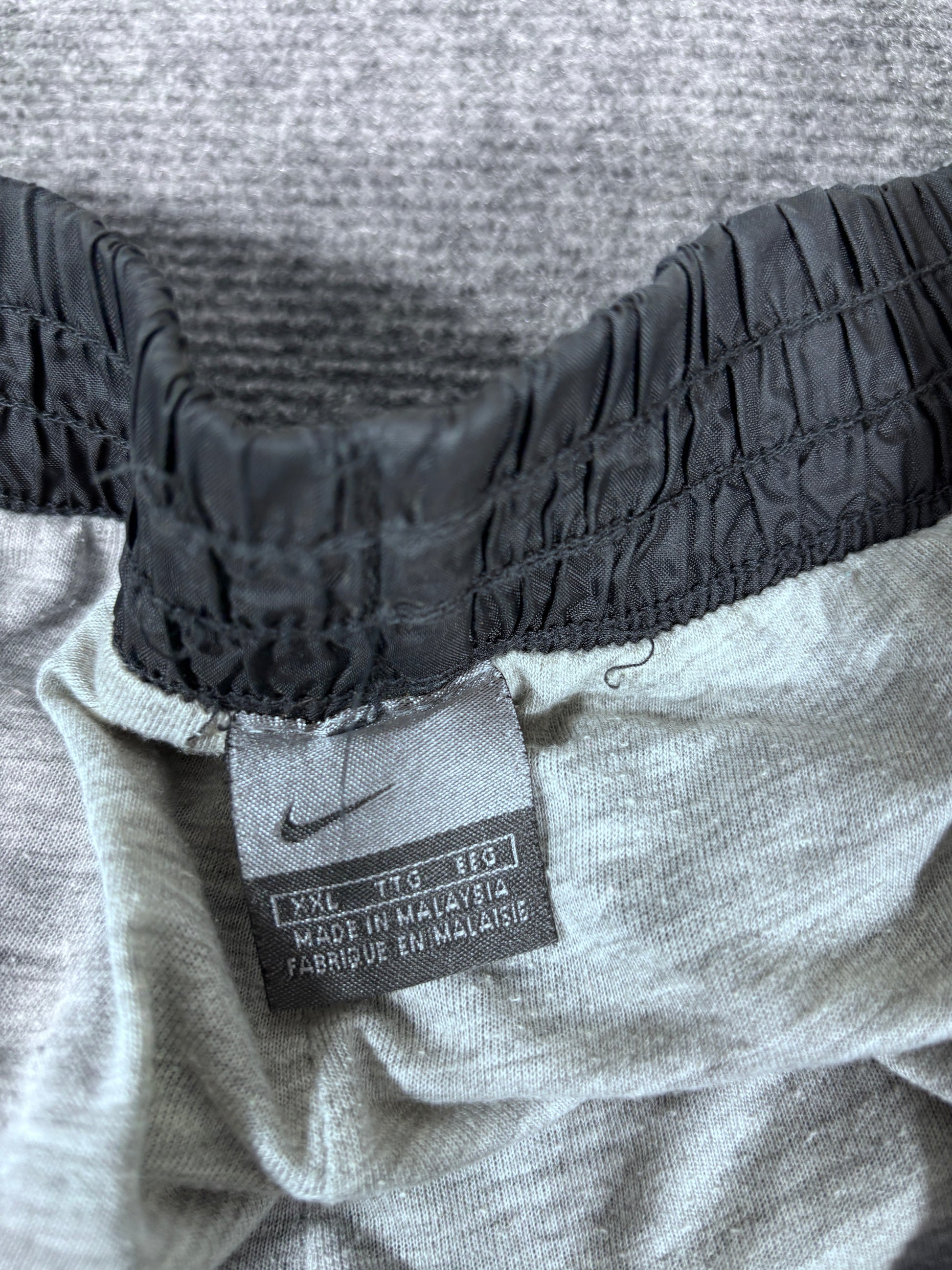 Vintage Y2K Nike Track Pants Size XL Black Cream Detail Cargo Pocket Spell Out Ankle Zip