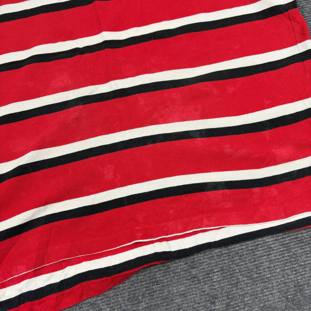 Vintage 90s Era Polo Ralph Lauren Polo Shirt Men's L Red White Striped Small Pony