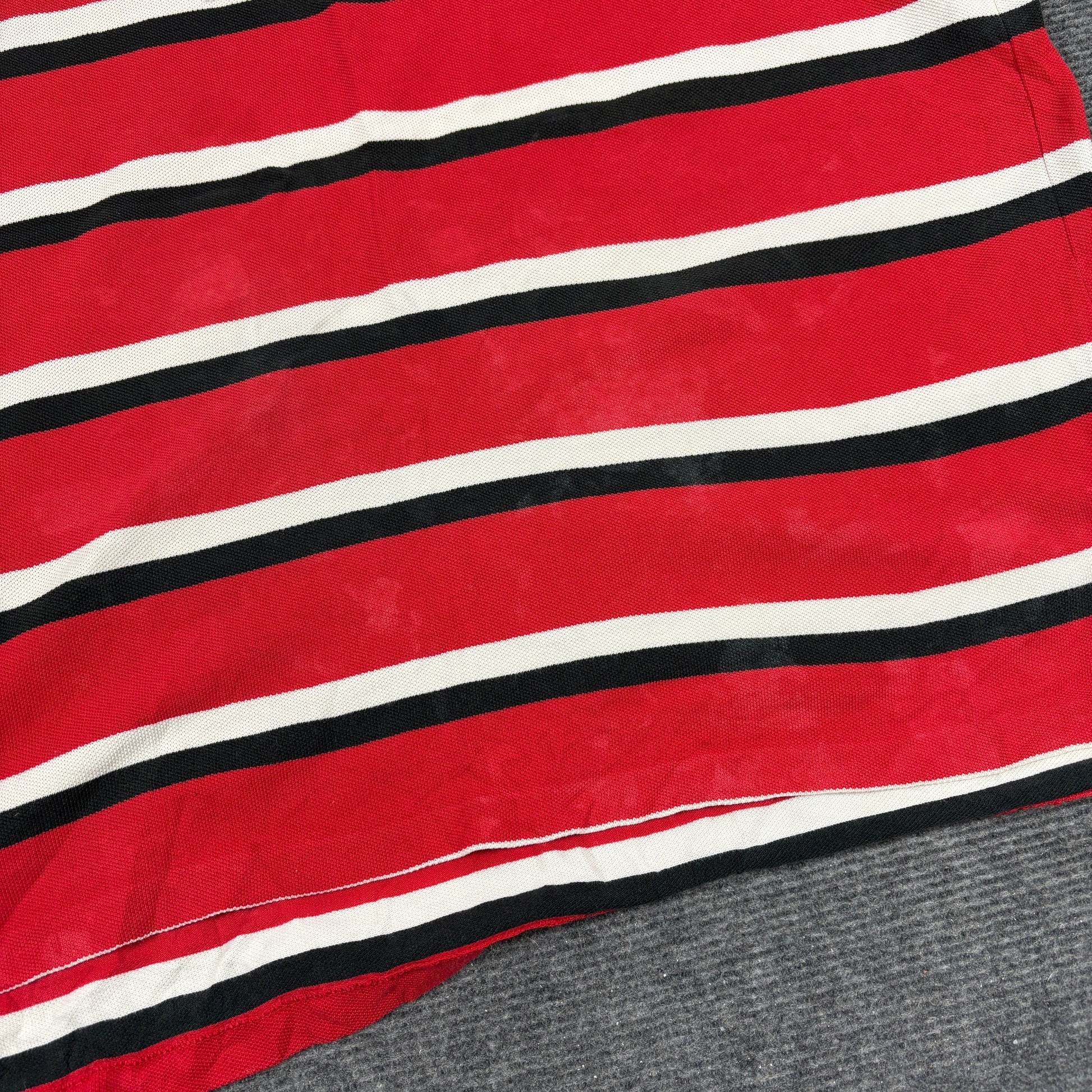 Vintage 90s Era Polo Ralph Lauren Polo Shirt Men's L Red White Striped Small Pony
