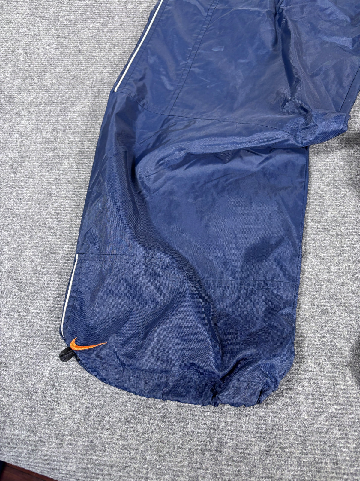 Vintage Y2K Nike Track Pants Size XL Navy Grey Piping Orange Swoosh Bungee Tabs