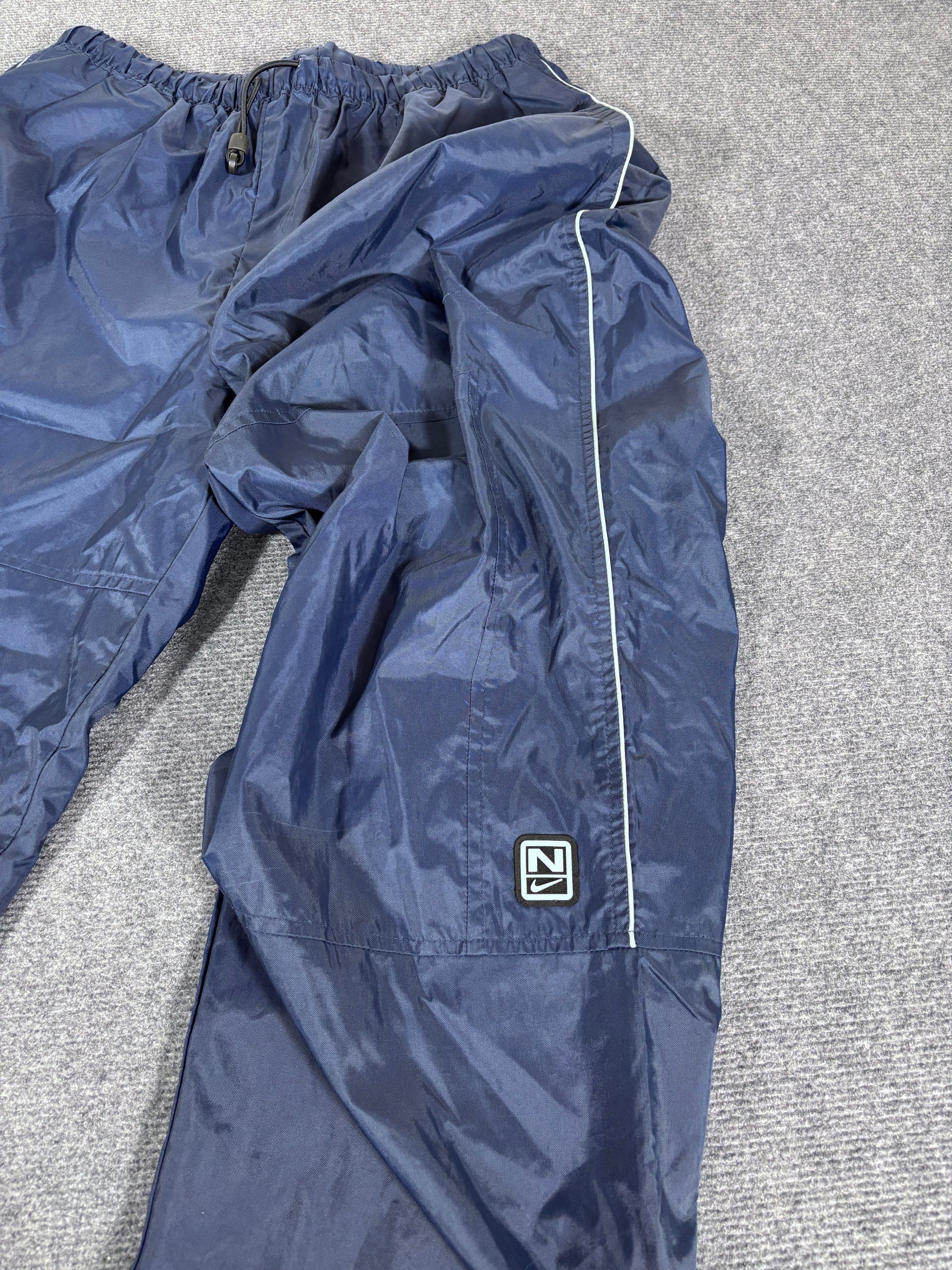 Vintage Y2K Nike Track Pants Size XL Navy Grey Piping Orange Swoosh Bungee Tabs