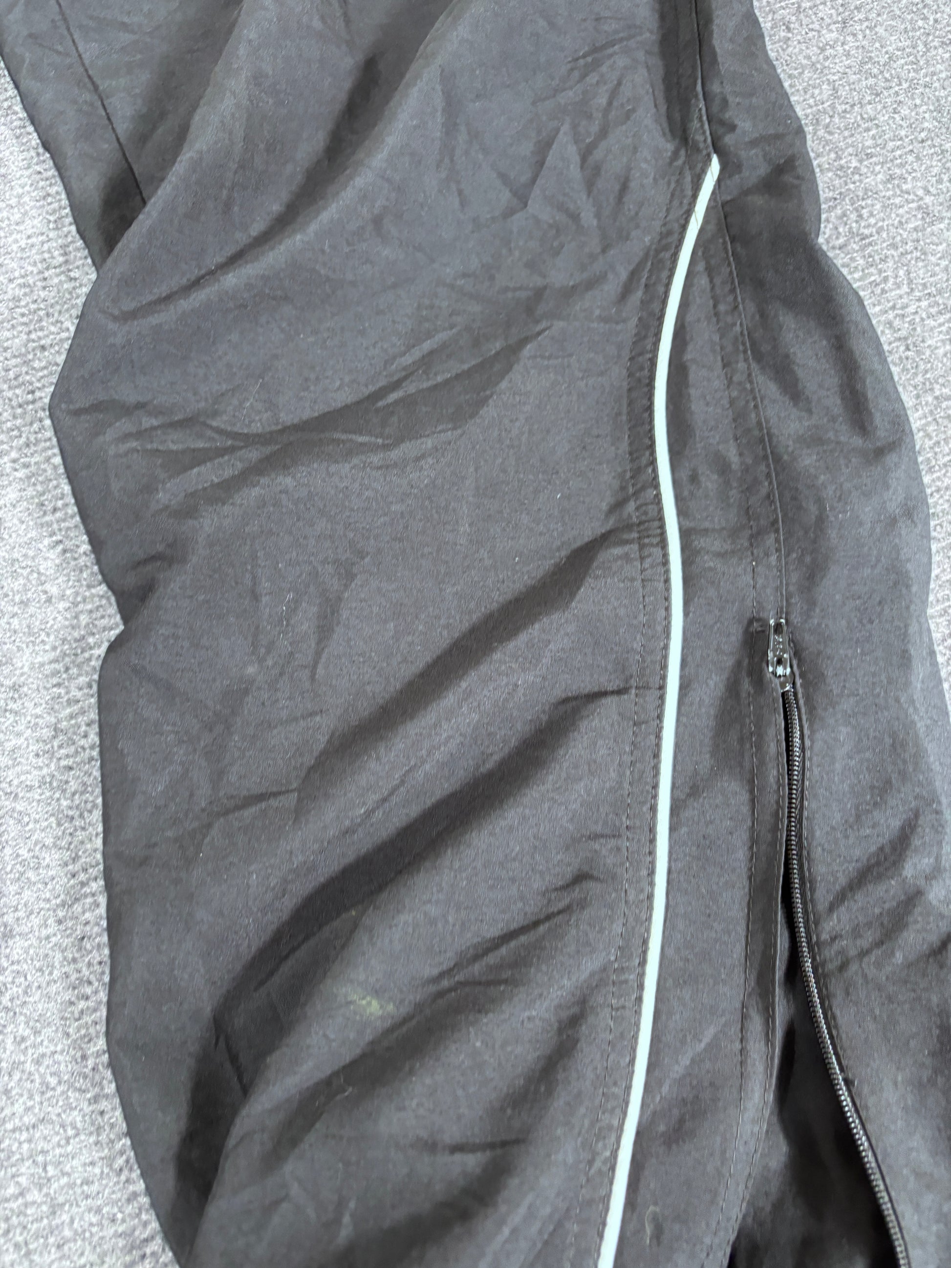 Vintage Y2K Nike Track Pants Size L Black White Piping Swoosh Wide Leg Ankle Swoosh