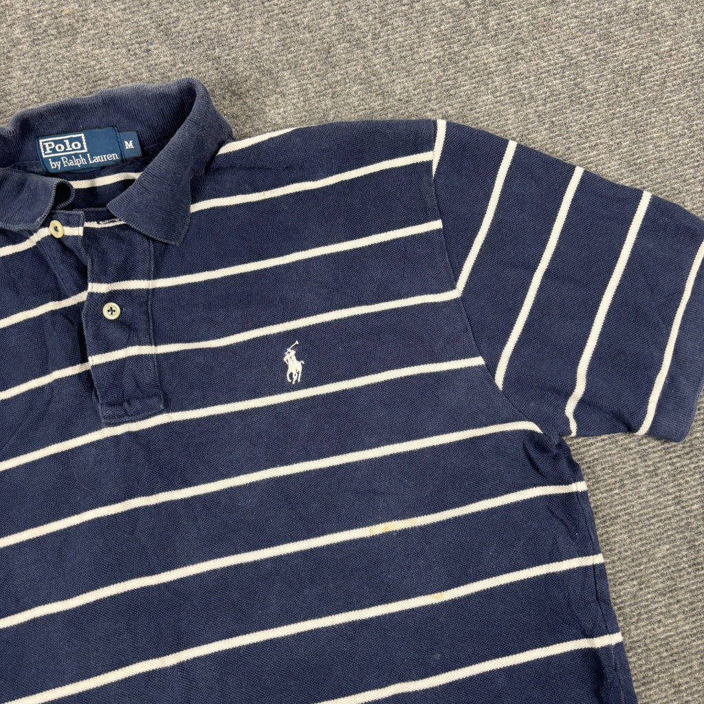 Vintage Polo Ralph Lauren Polo Shirt 90s Men's M Blue White Striped Small Pony