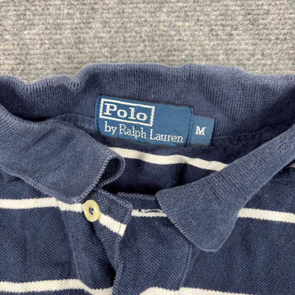 Vintage Polo Ralph Lauren Polo Shirt 90s Men's M Blue White Striped Small Pony