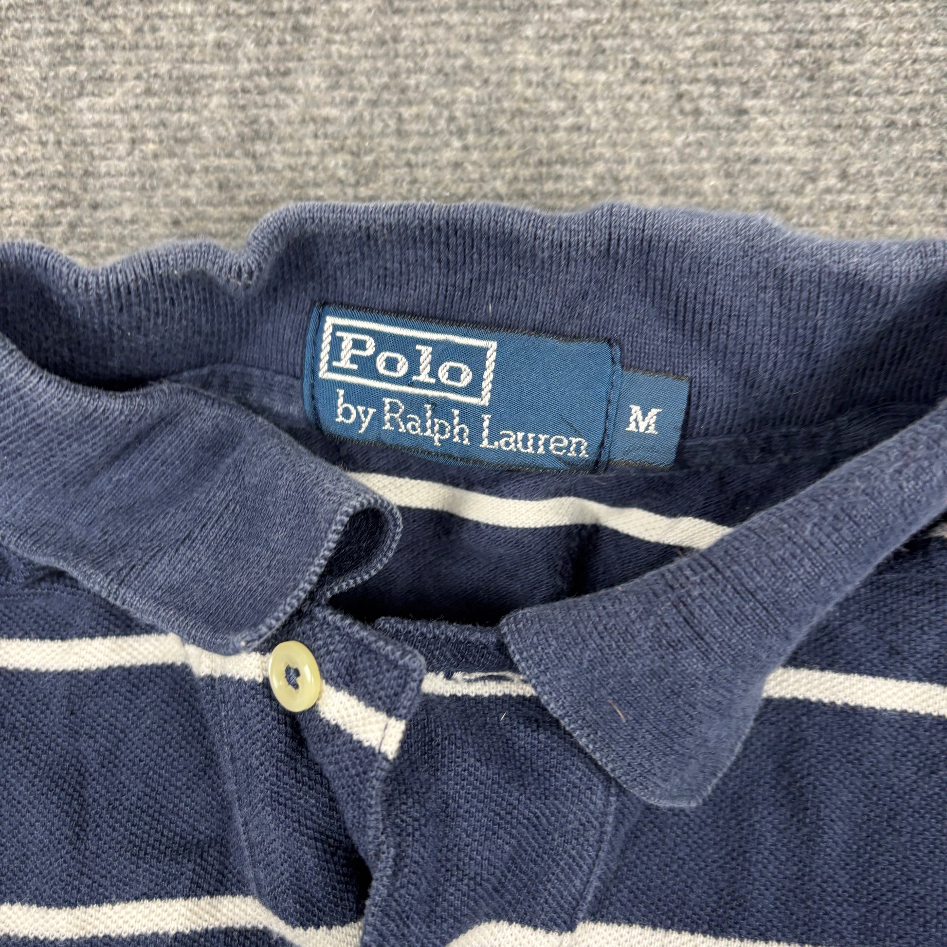 Vintage Polo Ralph Lauren Polo Shirt 90s Men's M Blue White Striped Small Pony