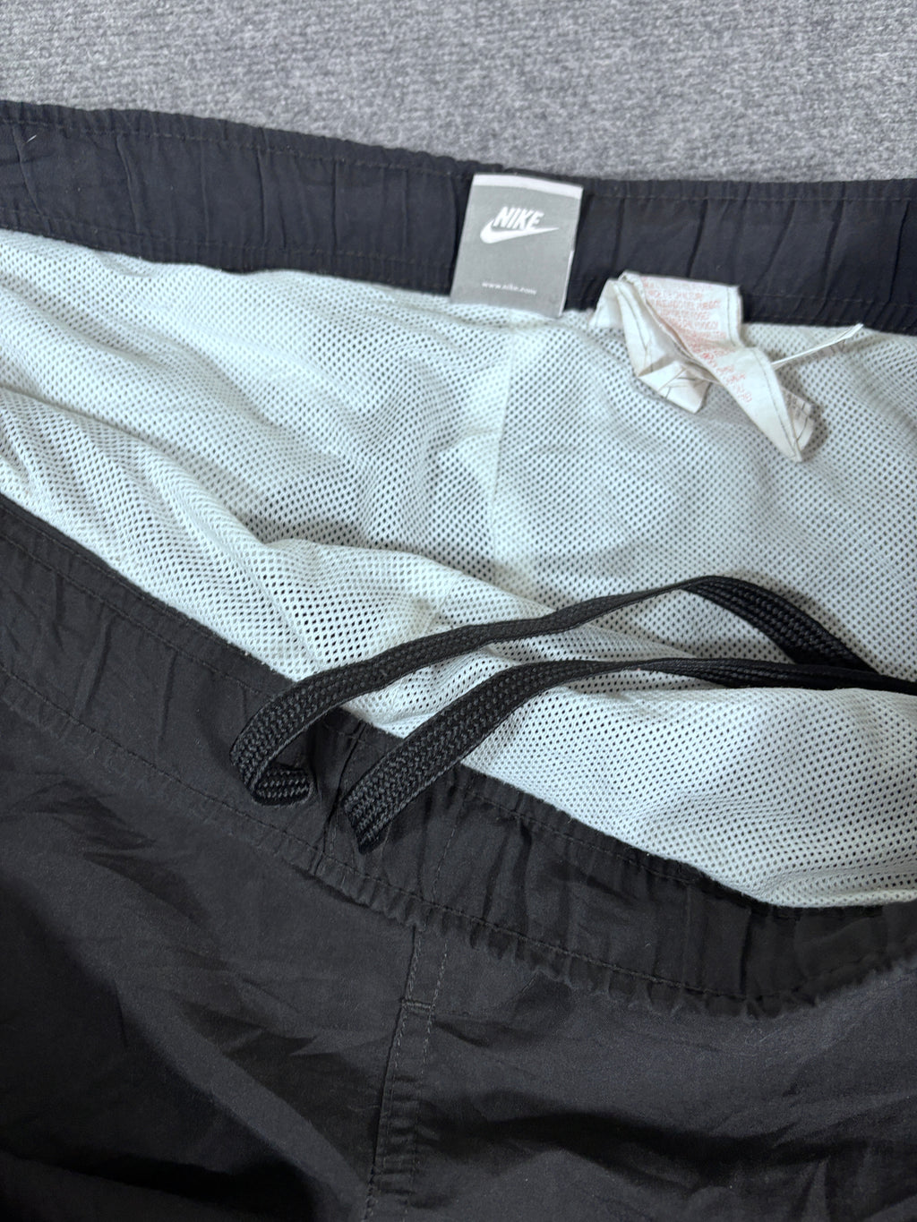 Vintage Y2K Nike Track Pants Size L Black White Piping Swoosh Wide Leg Ankle Swoosh