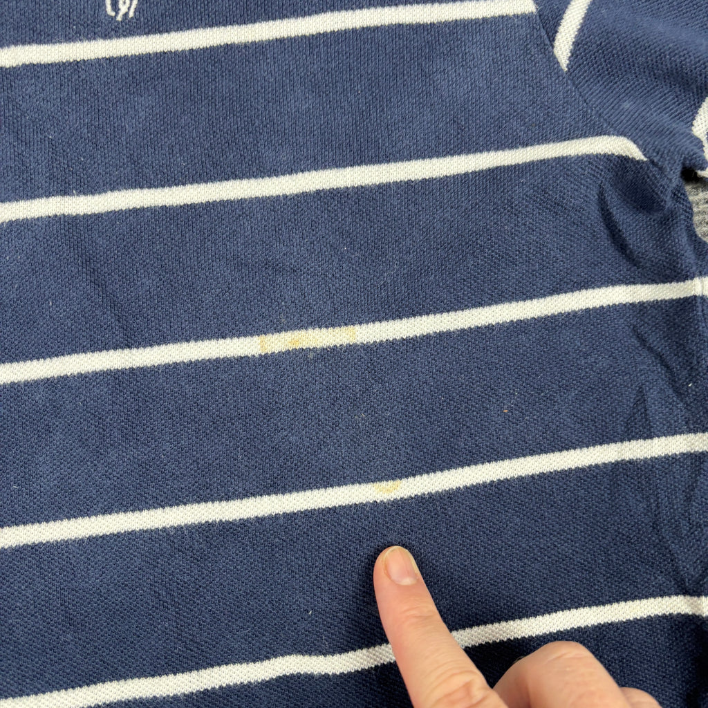 Vintage Polo Ralph Lauren Polo Shirt 90s Men's M Blue White Striped Small Pony