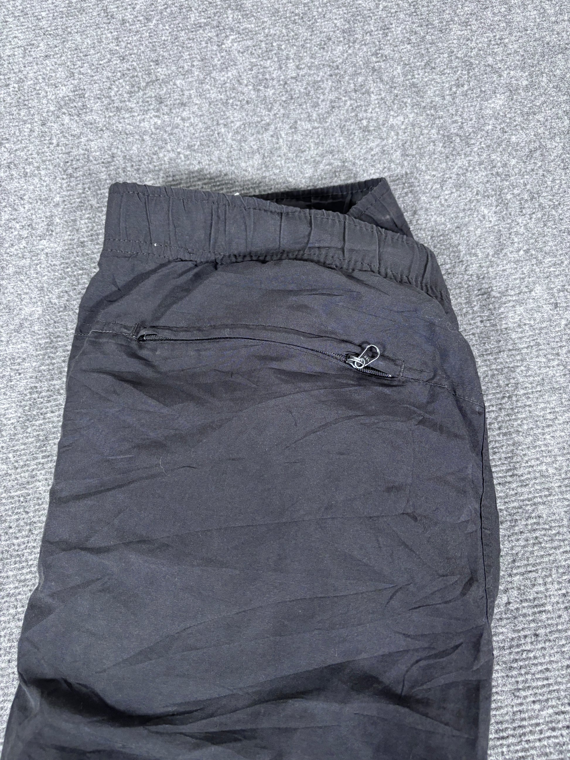 Vintage Y2K Nike Track Pants Size L Black White Piping Swoosh Wide Leg Ankle Swoosh