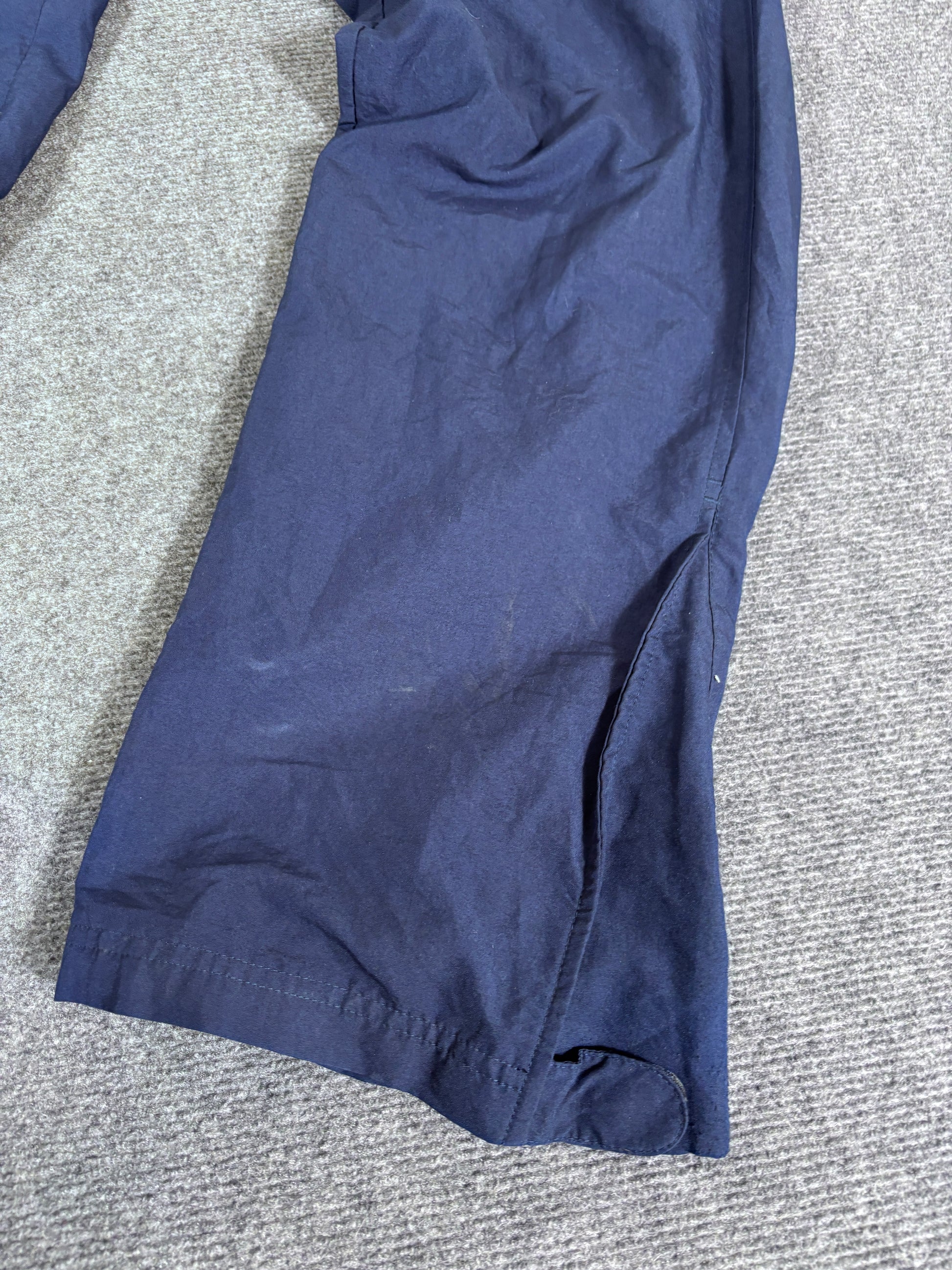 Vintage Y2K Nike Track Pants Size L Navy White Swoosh Ankle Zip Classic Pair