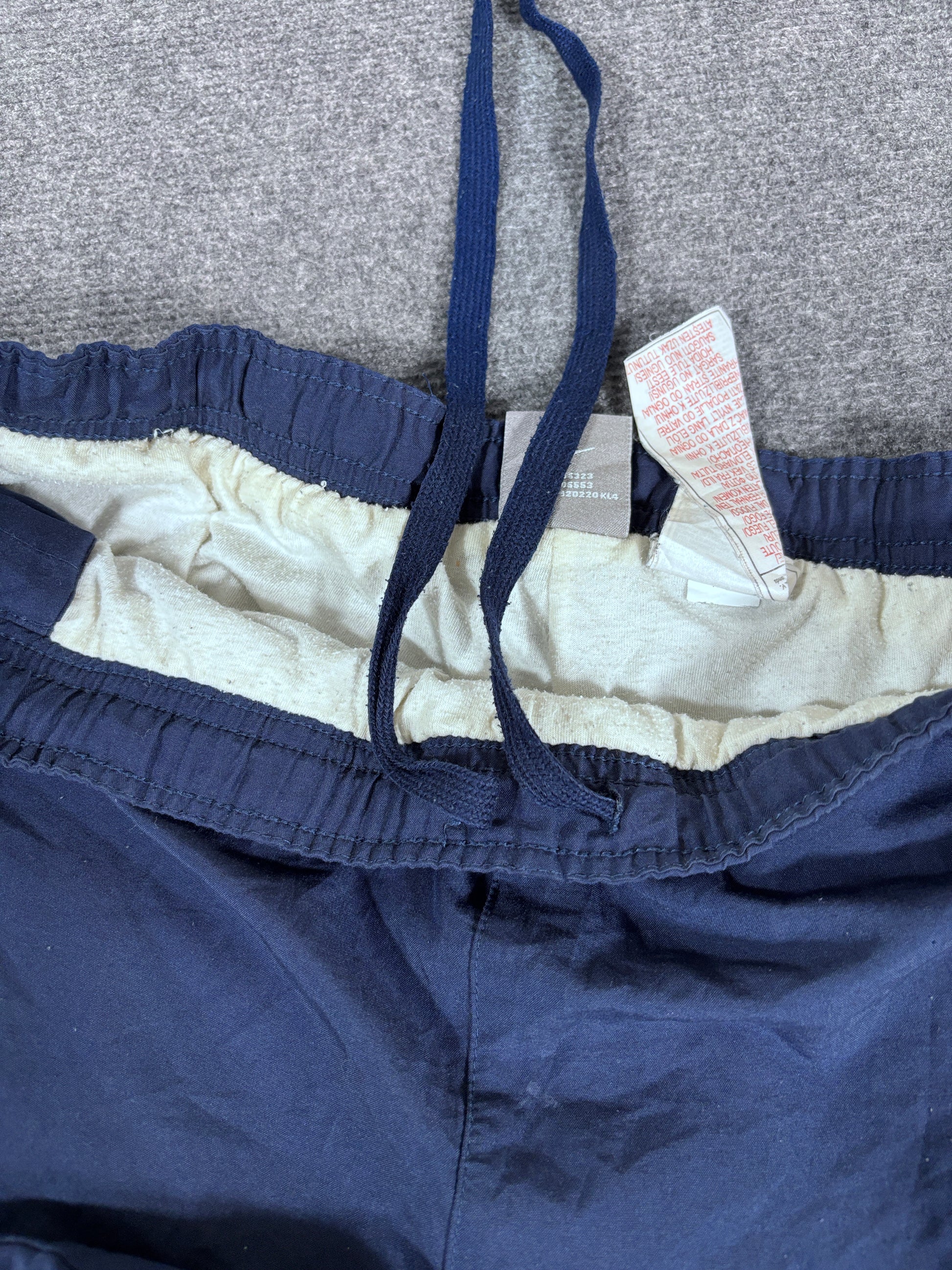 Vintage Y2K Nike Track Pants Size L Navy White Swoosh Ankle Zip Classic Pair