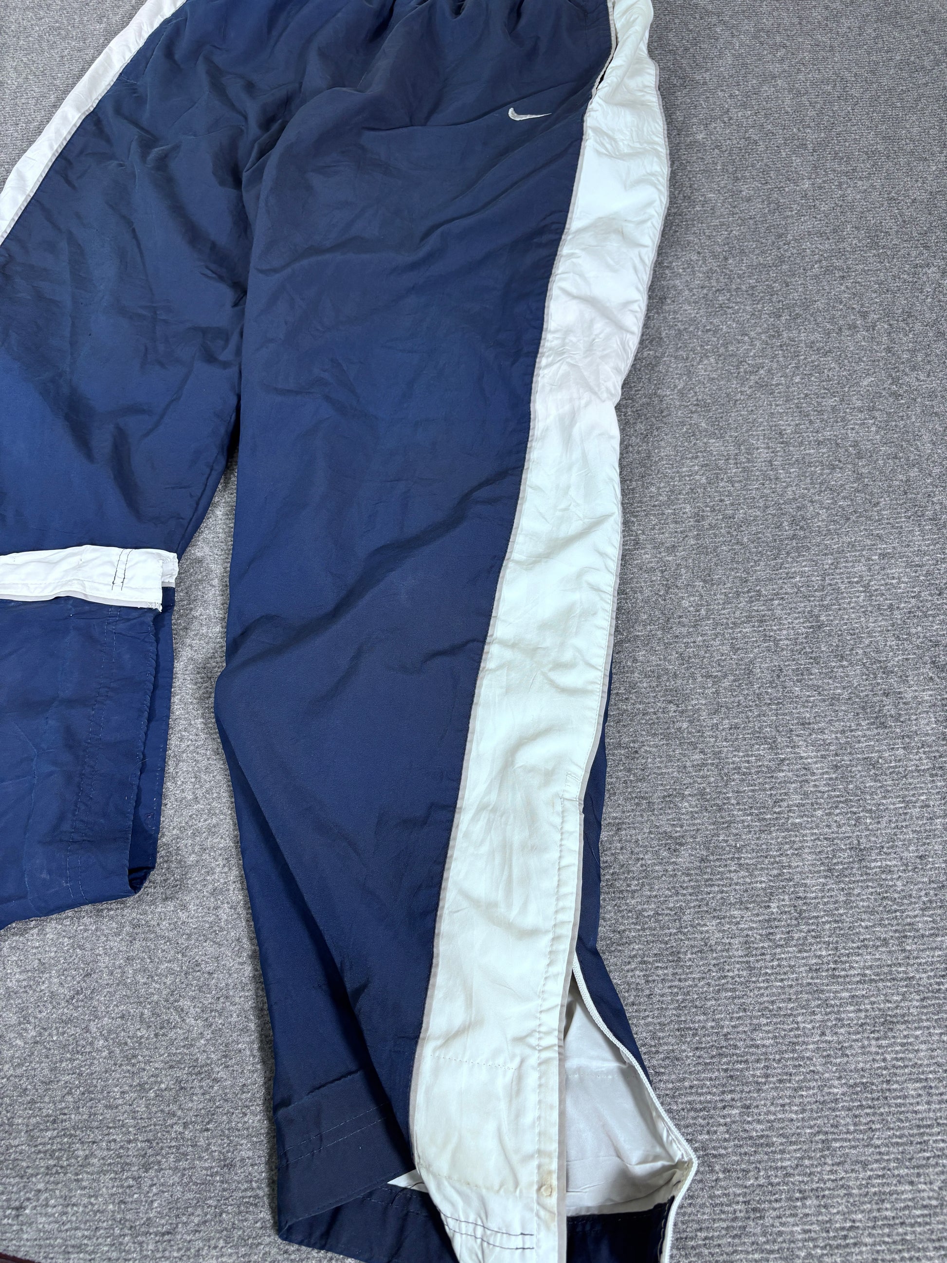 Vintage Y2K Nike Track Pants Mens L Navy White Grey Baggy Style Windbreakers