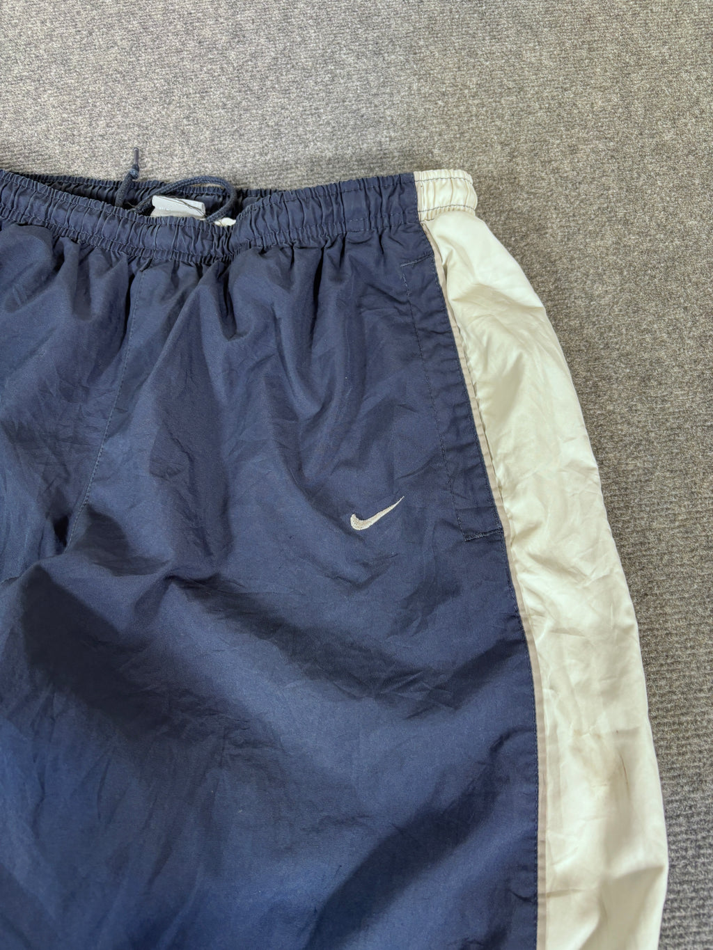 Vintage Y2K Nike Track Pants Mens L Navy White Grey Baggy Style Windbreakers