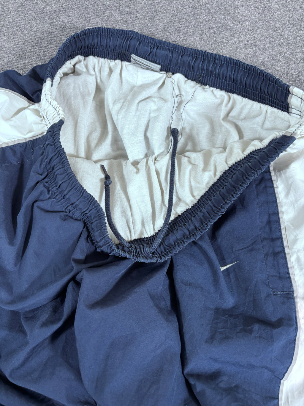 Vintage Y2K Nike Track Pants Mens L Navy White Grey Baggy Style Windbreakers