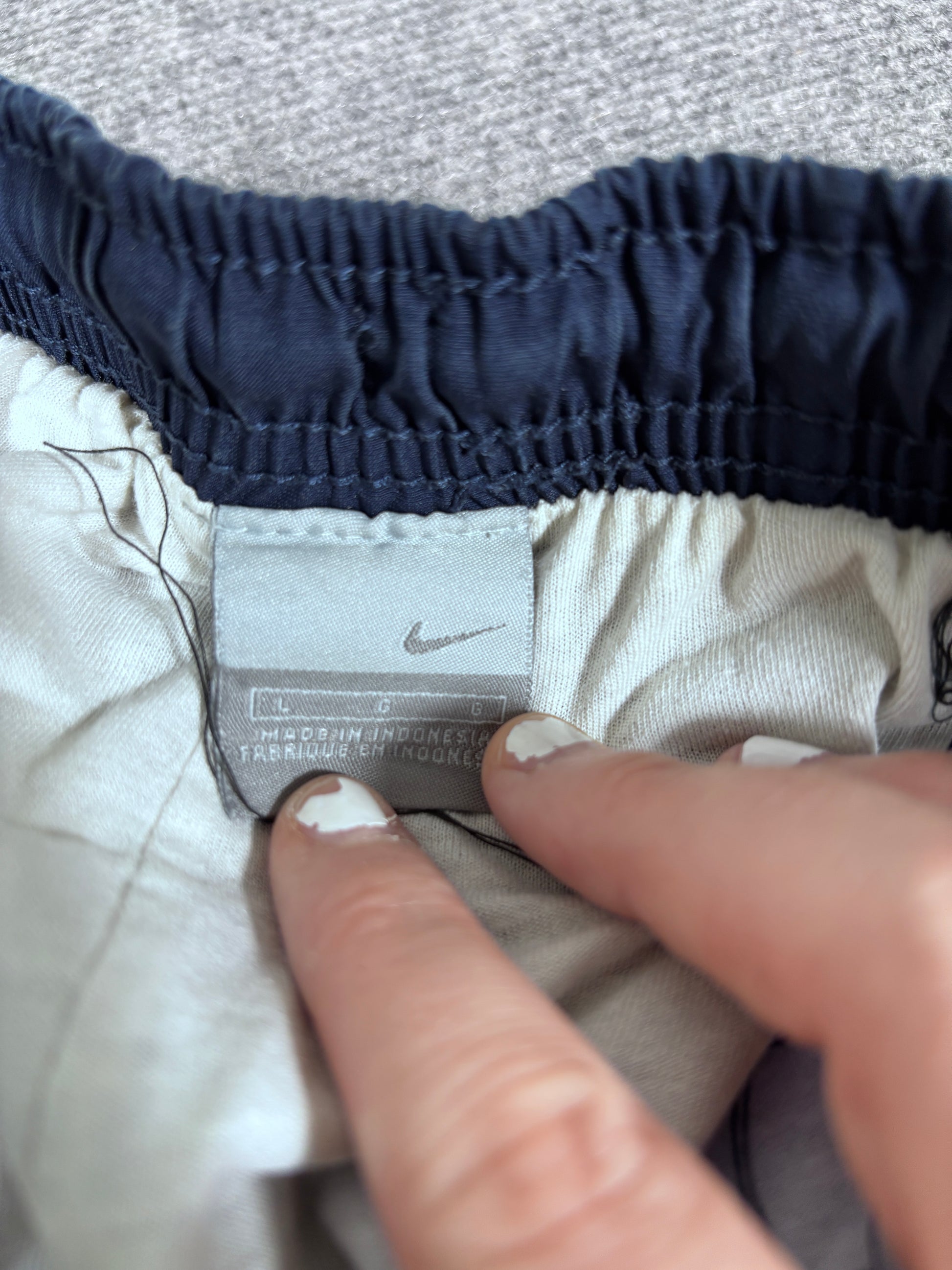 Vintage Y2K Nike Track Pants Mens L Navy White Grey Baggy Style Windbreakers