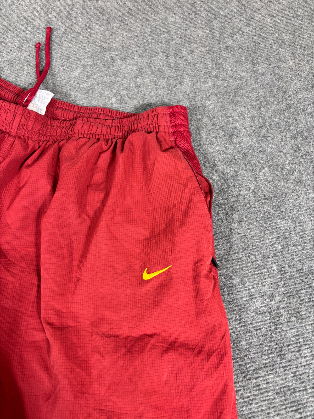 Vintage Y2K Nike Track Pants Size XL Red Yellow Piping Swoosh Wide Leg Bungee Tabs