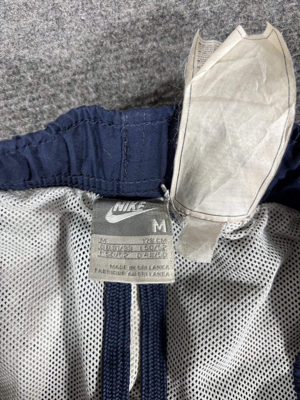 Vintage Y2K Nike Track Pants Size M Navy White Piping Swoosh Wide Leg + Ankle Swoosh