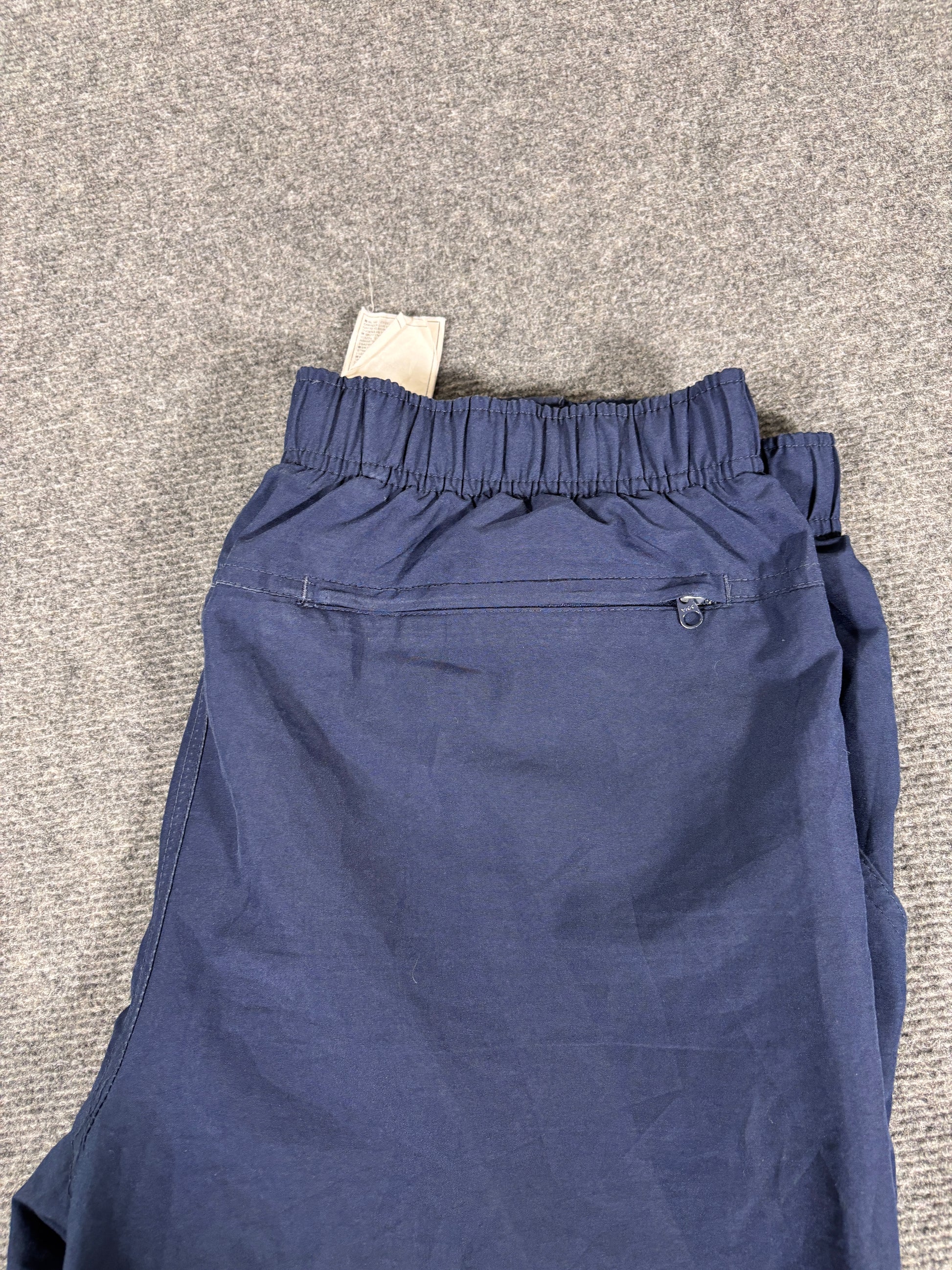 Vintage Y2K Nike Track Pants Size M Navy White Piping Swoosh Wide Leg + Ankle Swoosh