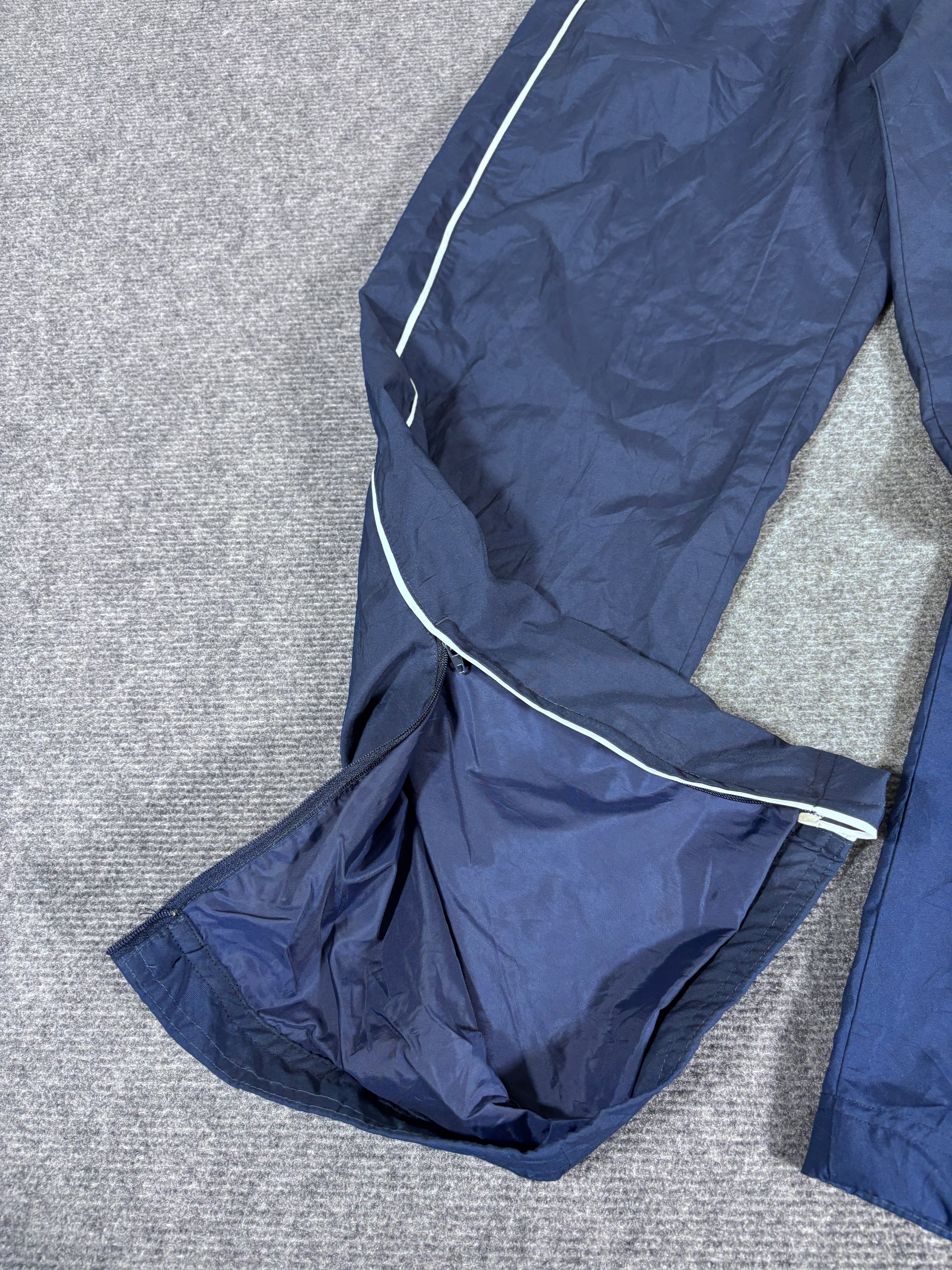 Vintage Y2K Nike Track Pants Size S Navy White Piping Wide Leg Classic Style