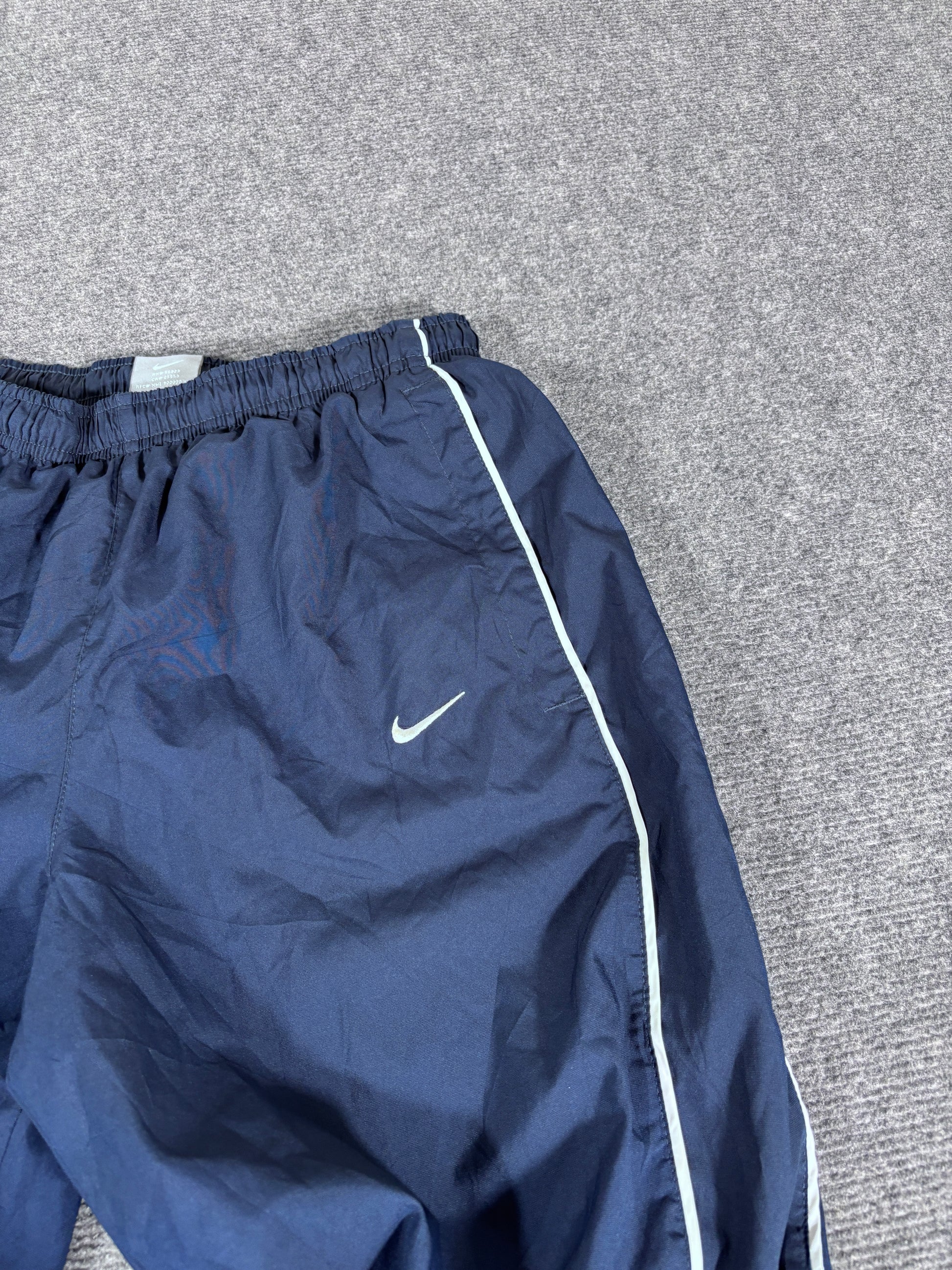 Vintage Y2K Nike Track Pants Size S Navy White Piping Wide Leg Classic Style