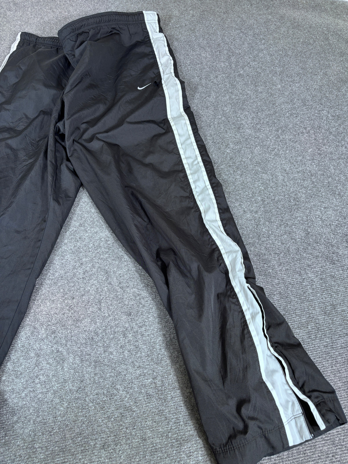 Vintage Y2K Nike Track Pants Size L Black Grey White Classic Nylon Windbreakers