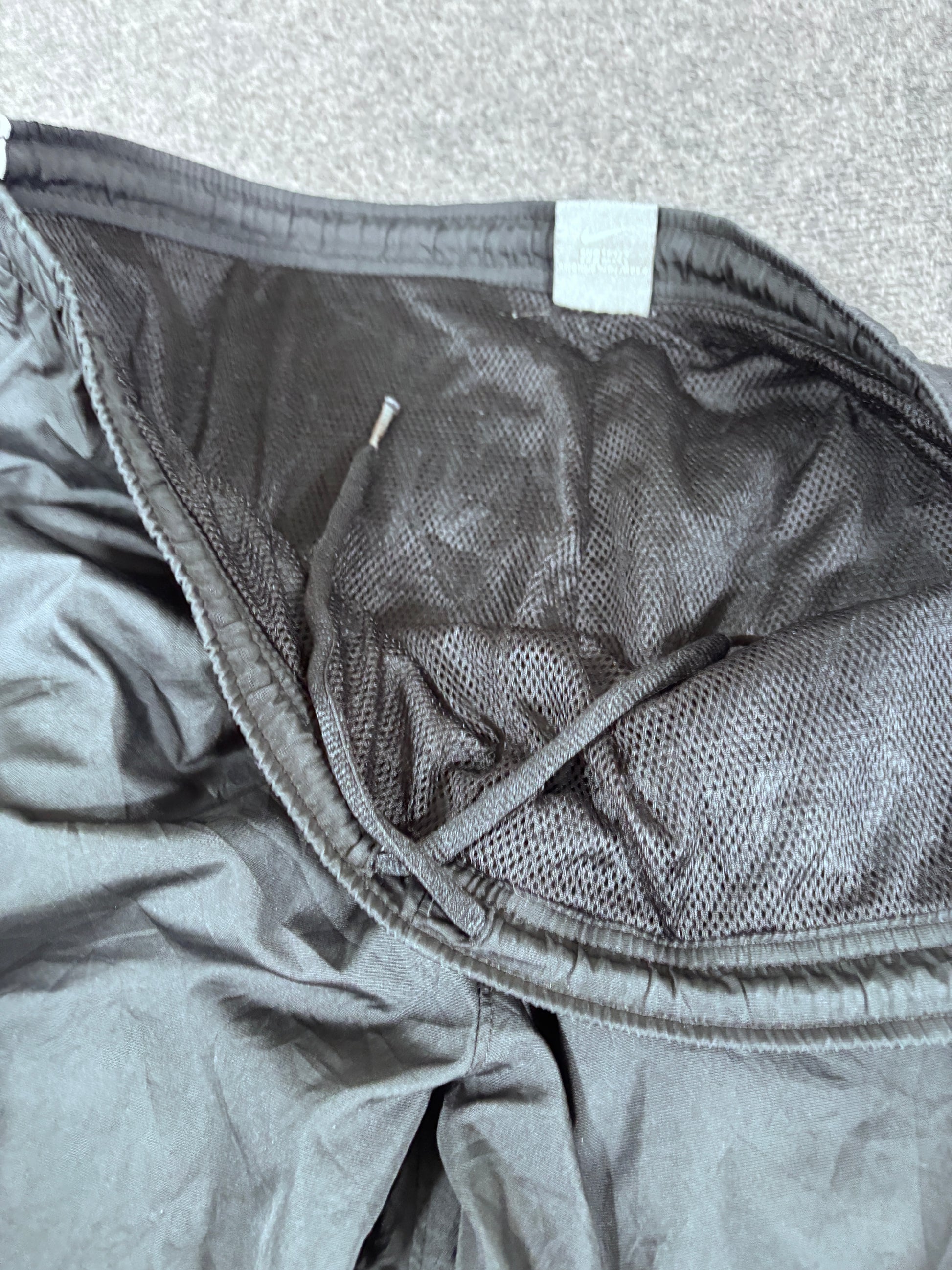 Vintage Y2K Nike Track Pants Size L Black Grey White Classic Nylon Windbreakers