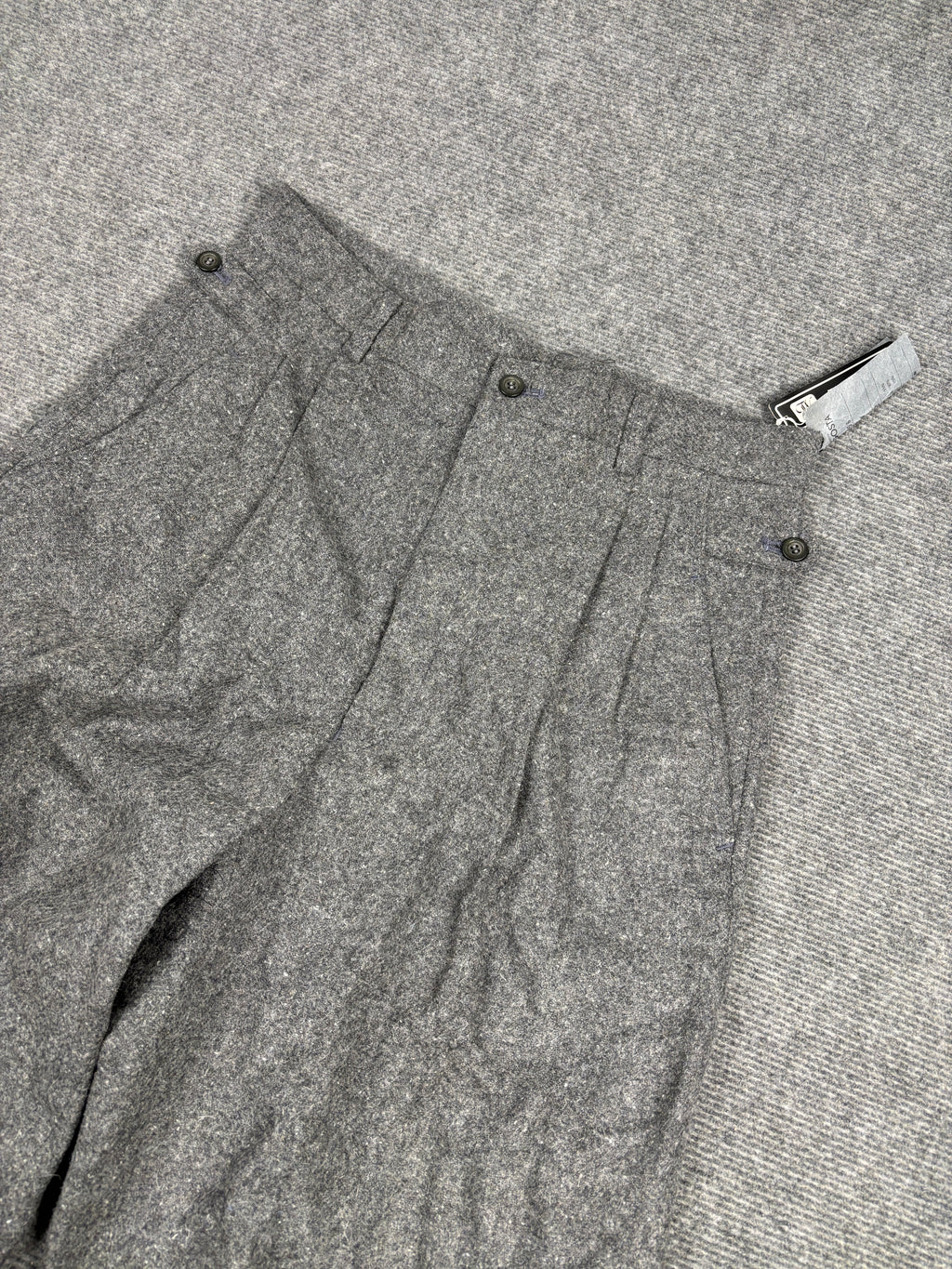 Vintage Japanese Tweed Trousers Men's Medium Grey Pleated Wool Pants Old Money