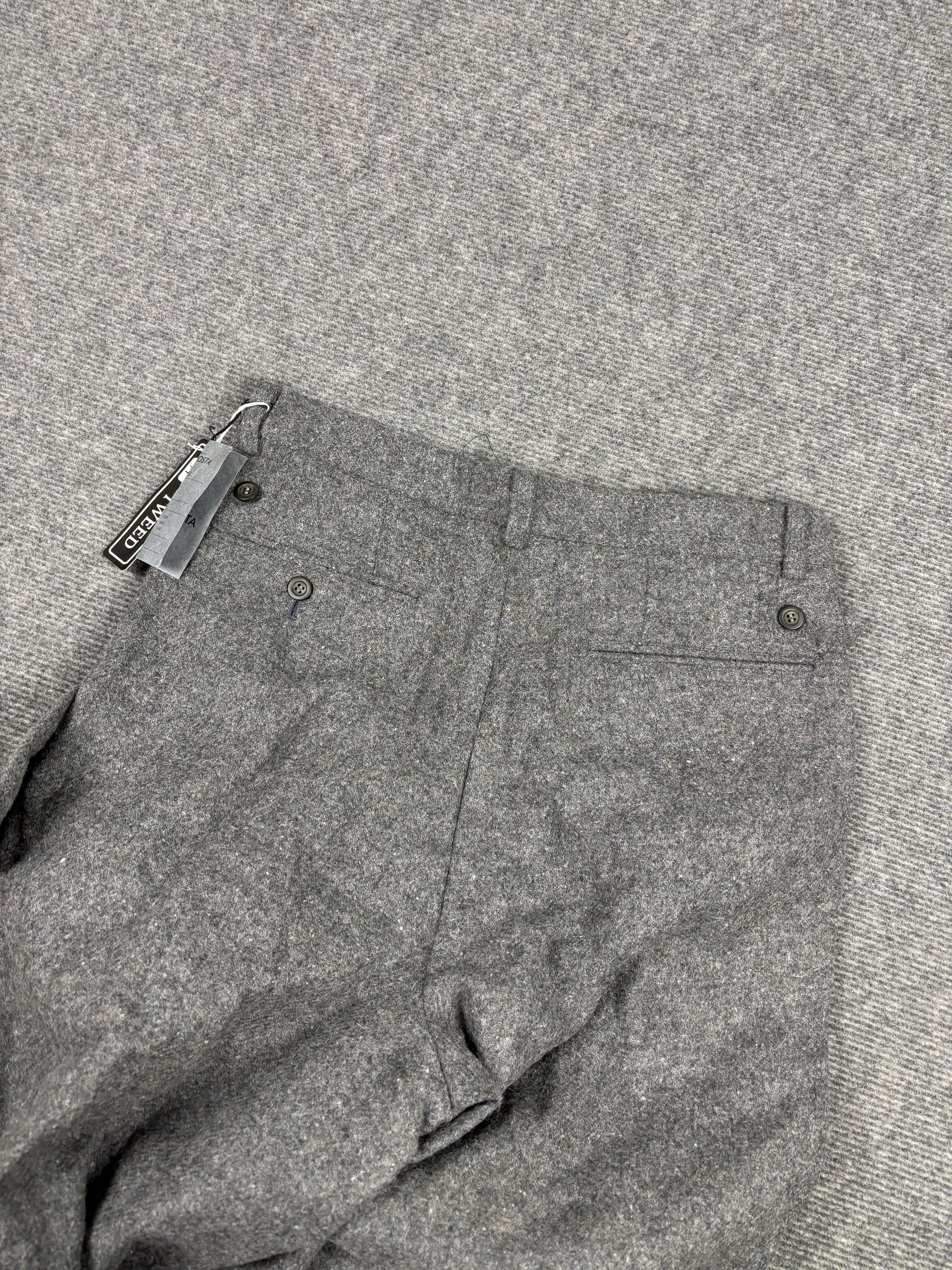 Vintage Japanese Tweed Trousers Men's Medium Grey Pleated Wool Pants Old Money