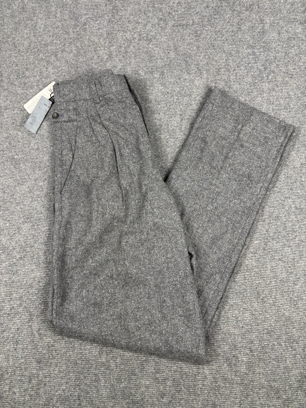 Vintage Japanese Tweed Trousers Men's Medium Grey Pleated Wool Pants Old Money