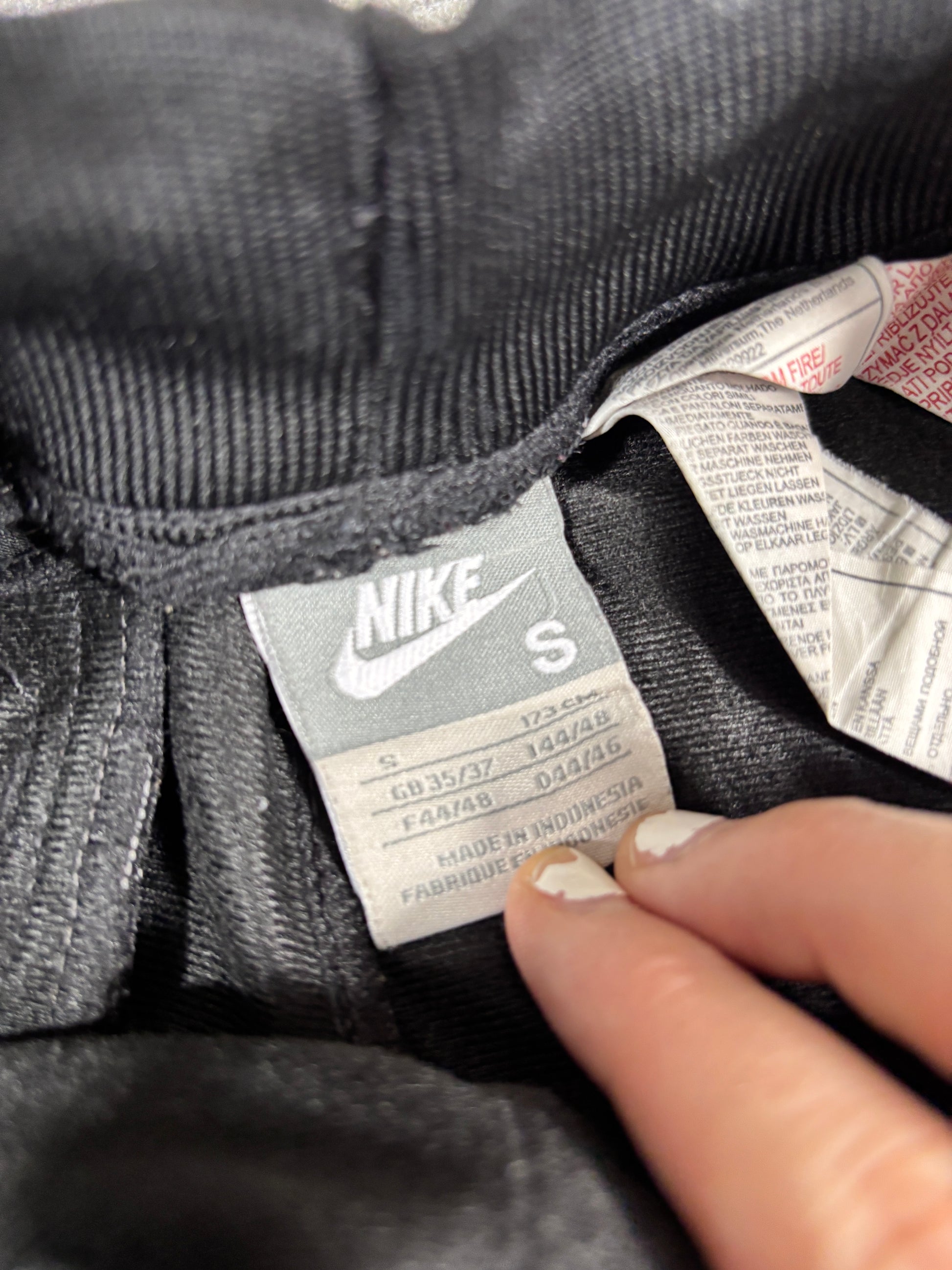 Vintage Y2K Nike Track Pants Womens Size S Black Yellow Cortez Side Stripe Wide Leg