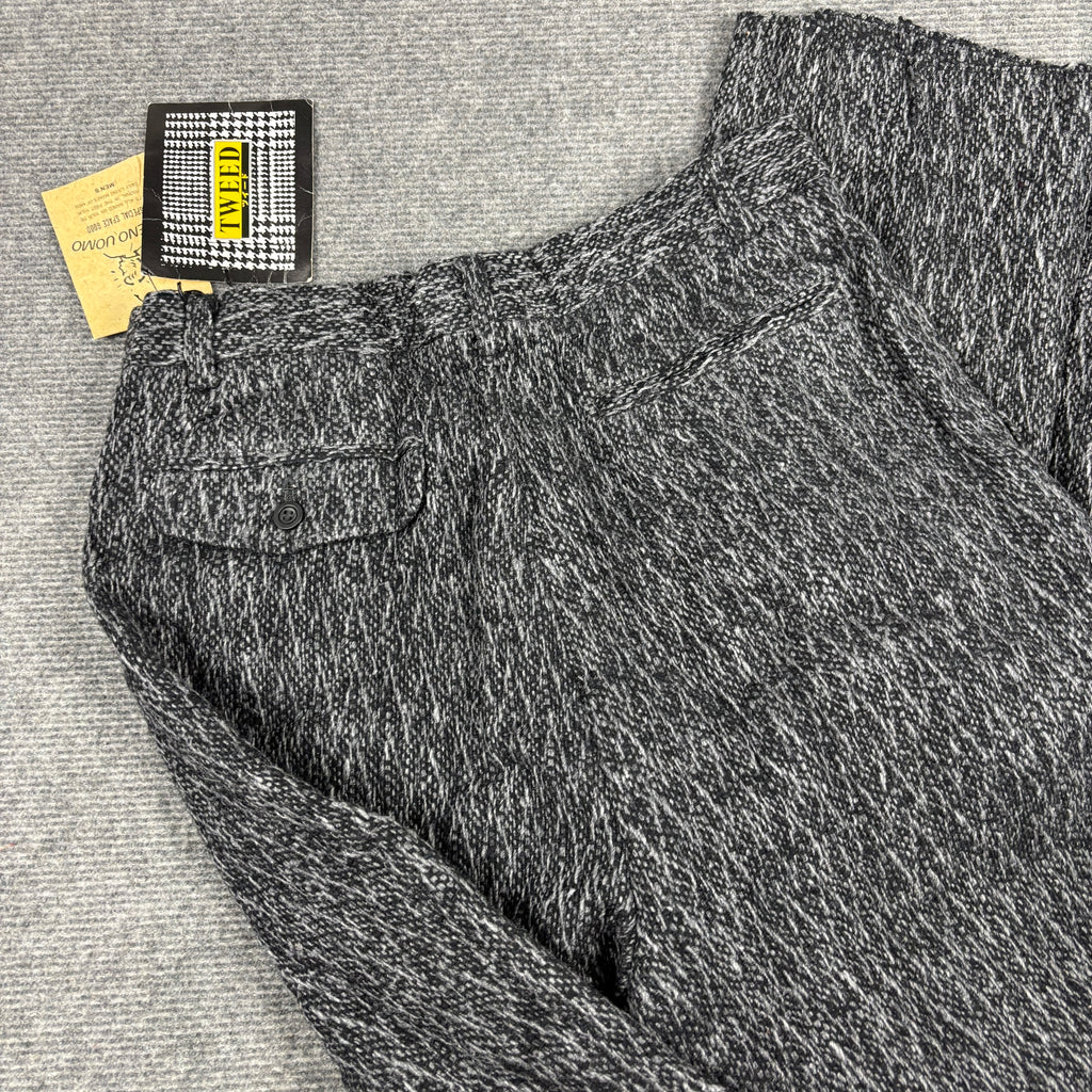 Vintage Japanese Tweed Pants Men's Medium Grey Wool Trousers Deadstock