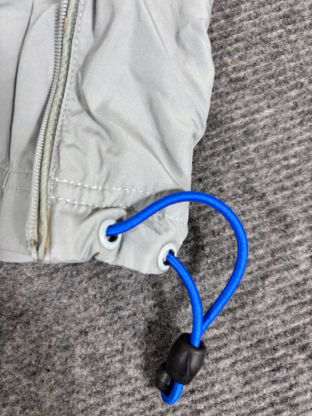 Vintage Y2K Nike Track Pants Size XL Grey Blue Hex Logo Bungee Ankle Zip Wide Leg