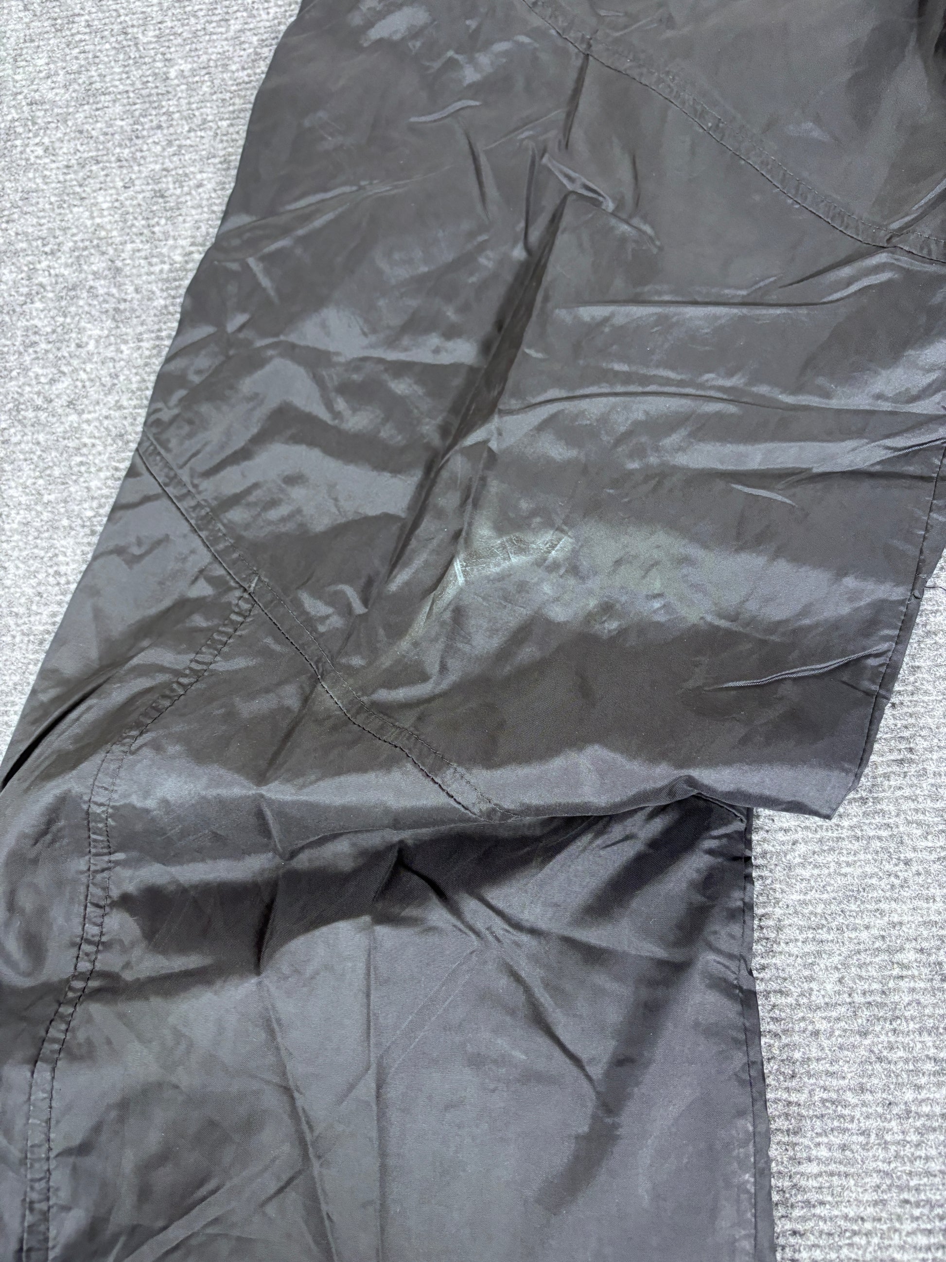 Vintage Y2K Nike Track Pants Size L Black White Wide Leg Ankle Zip Swoosh Windbreakers