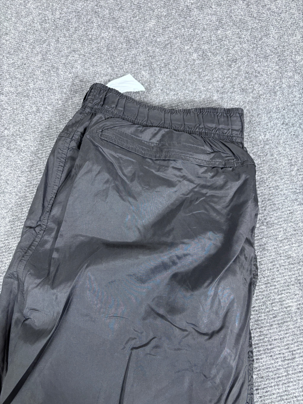 Vintage Y2K Nike Track Pants Size L Black White Wide Leg Ankle Zip Swoosh Windbreakers