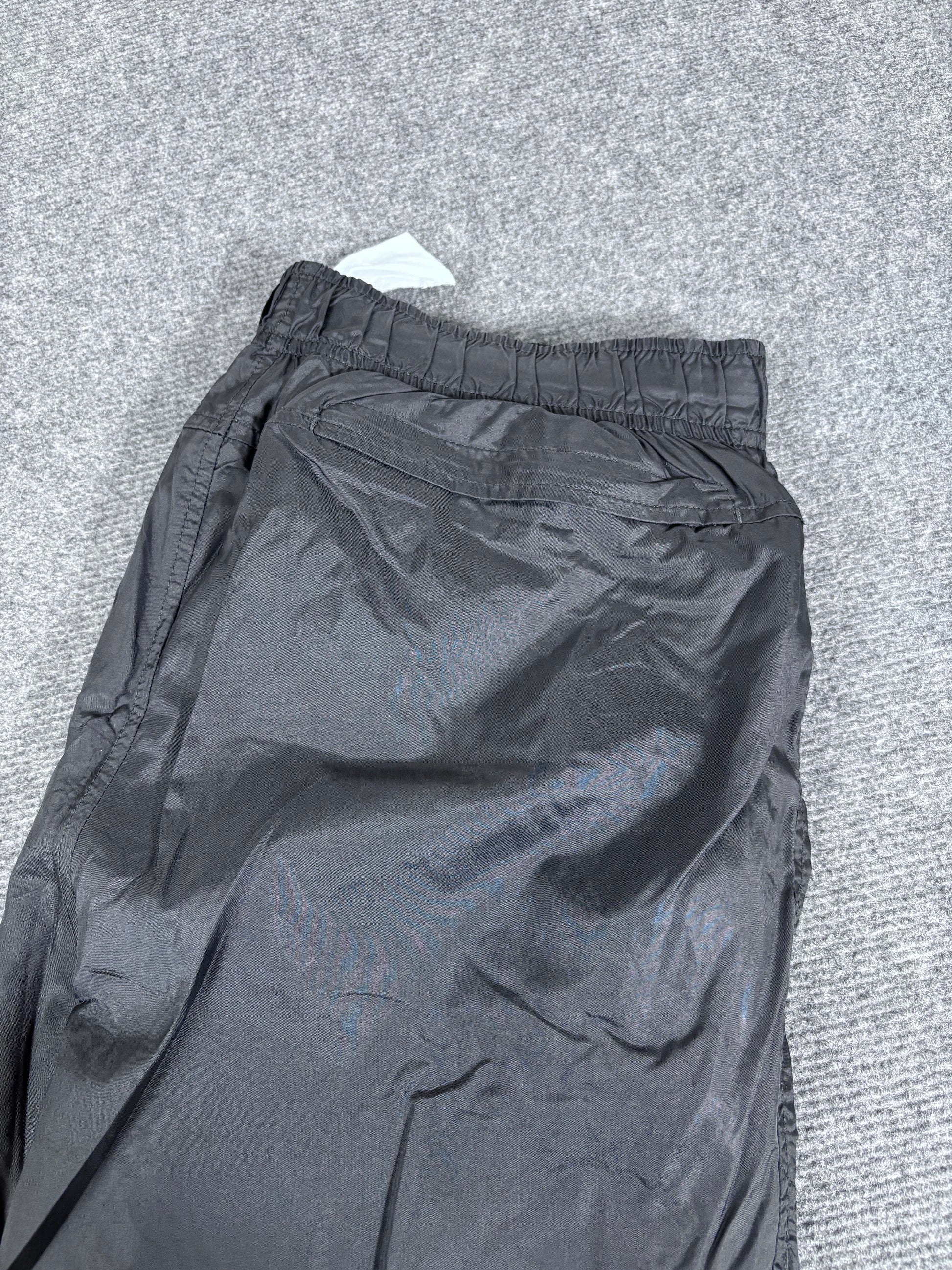 Vintage Y2K Nike Track Pants Size L Black White Wide Leg Ankle Zip Swoosh Windbreakers