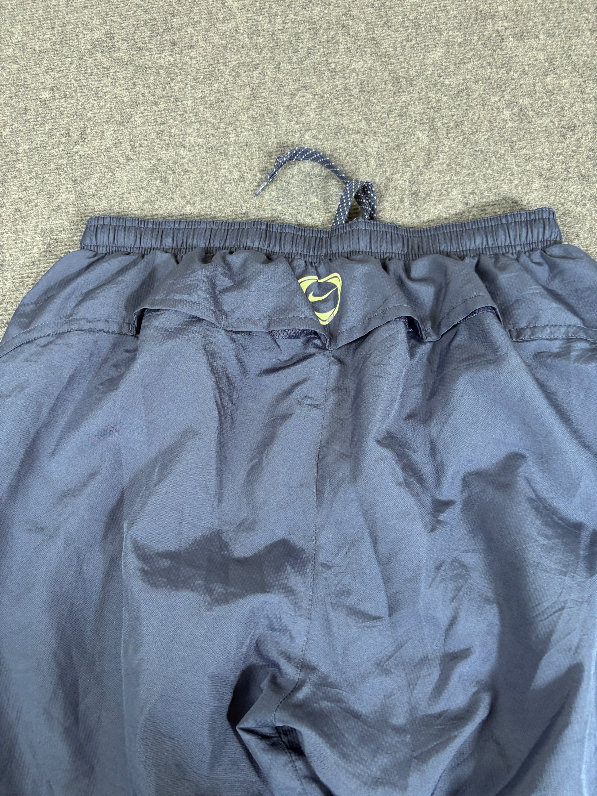 Vintage Y2K Nike Football Track Pants Size XL Blue Badge Logo Wide Leg Windbreakers