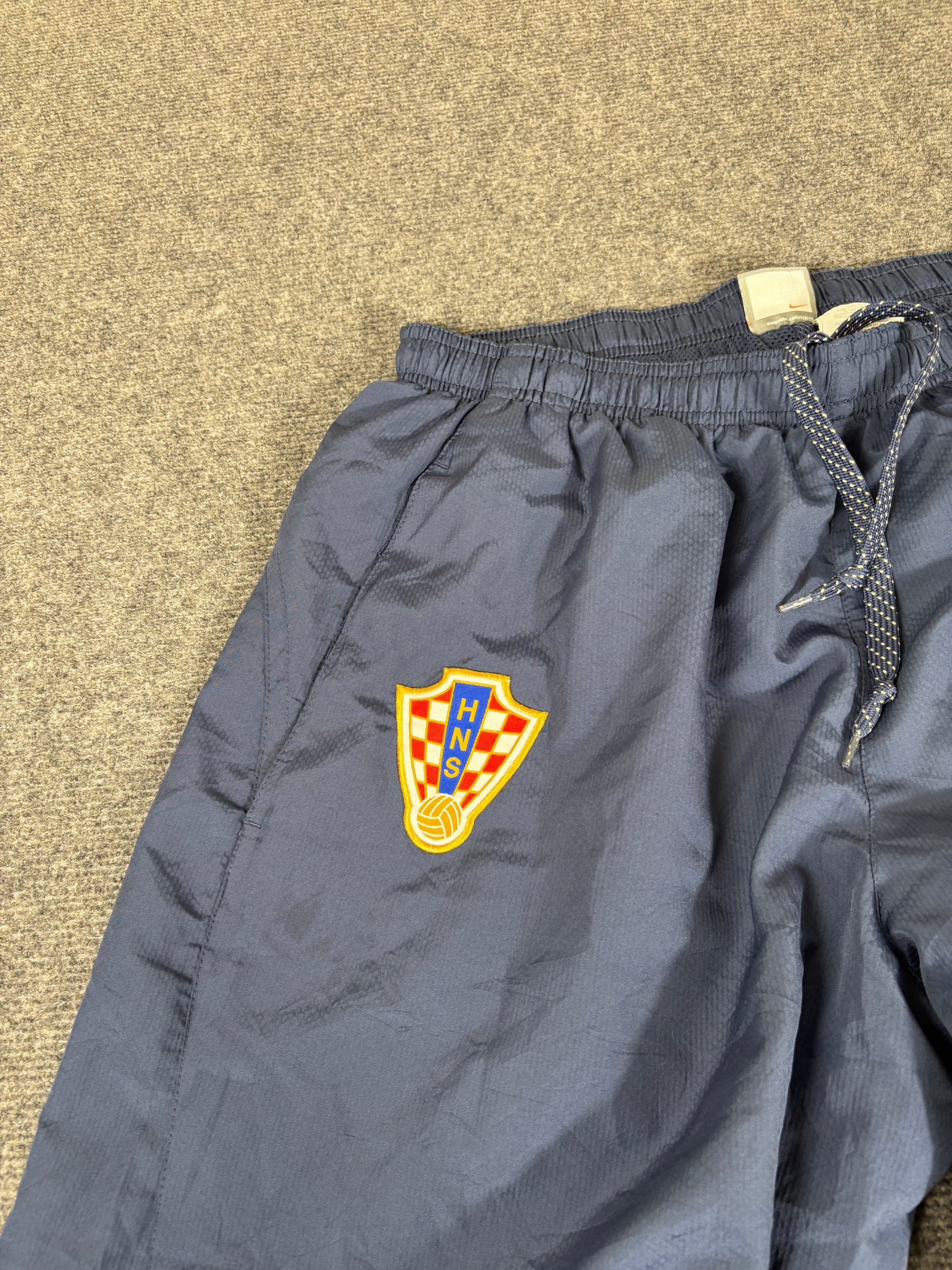 Vintage Y2K Nike Football Track Pants Size XL Blue Badge Logo Wide Leg Windbreakers