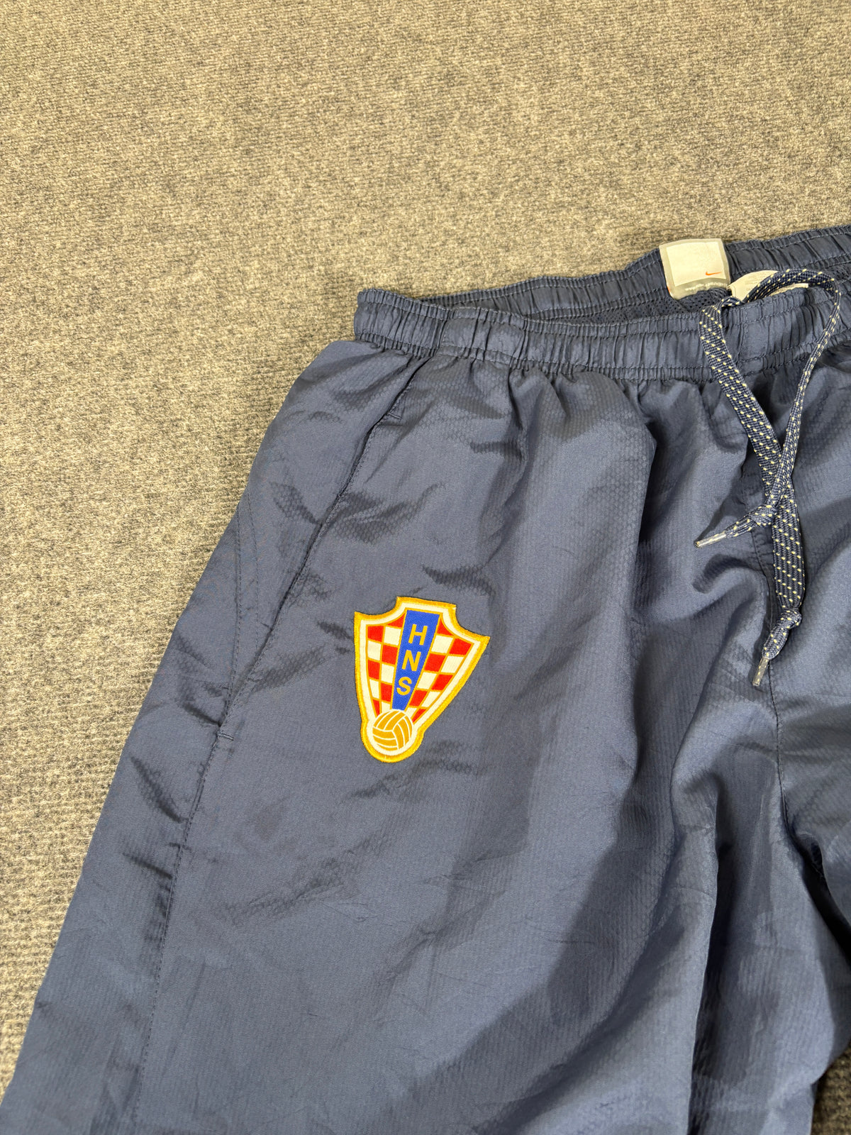 Vintage Y2K Nike Football Track Pants Size XL Blue Badge Logo Wide Leg Windbreakers