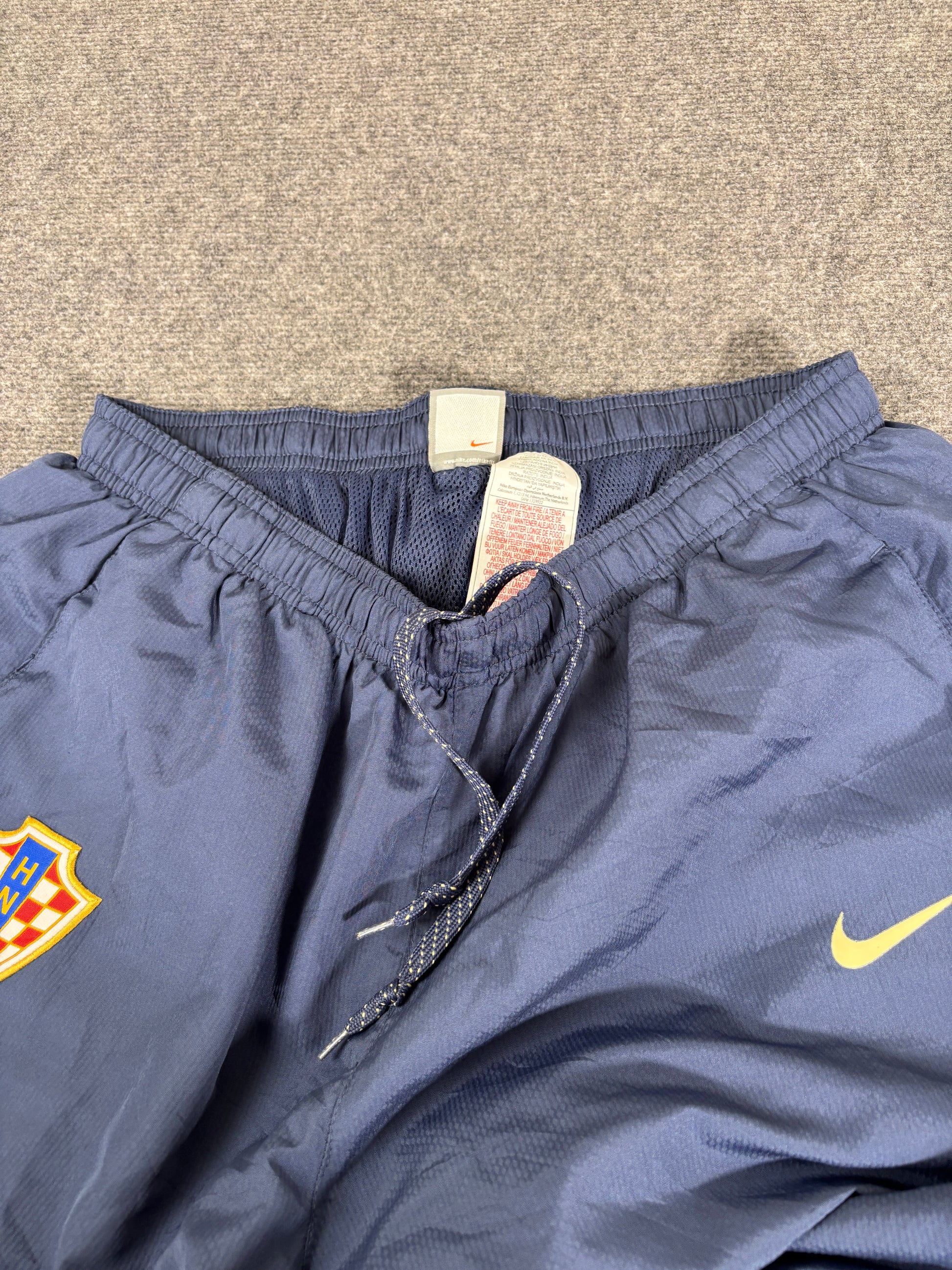 Vintage Y2K Nike Football Track Pants Size XL Blue Badge Logo Wide Leg Windbreakers
