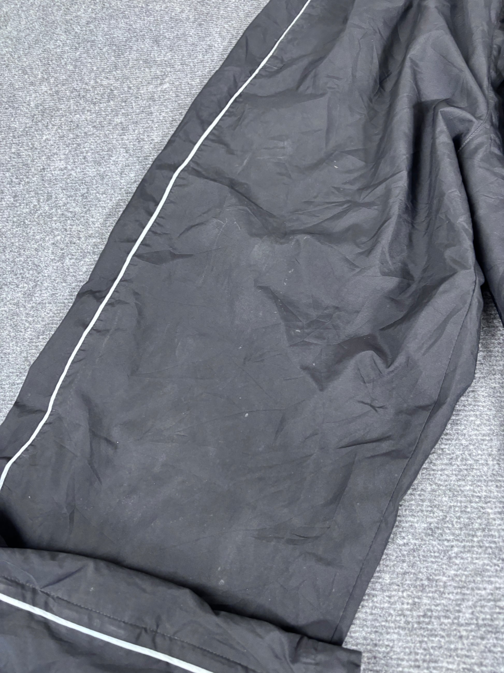 Vintage Y2K Nike Track Pants Size XL Black Grey Piping Wide Leg Nylon Windbreakers