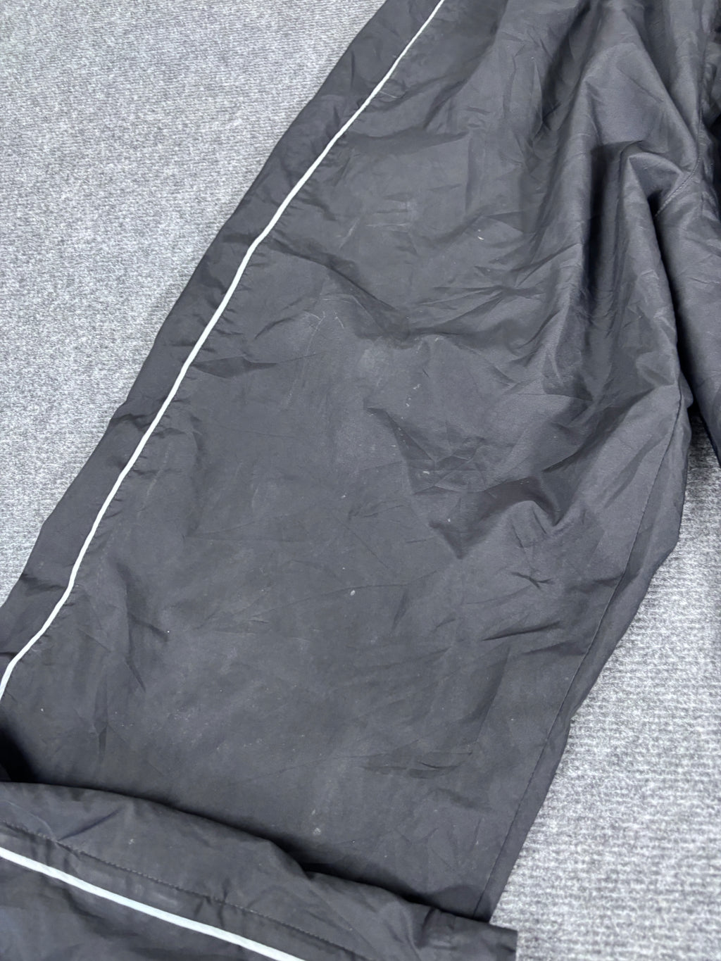 Vintage Y2K Nike Track Pants Size XL Black Grey Piping Wide Leg Nylon Windbreakers