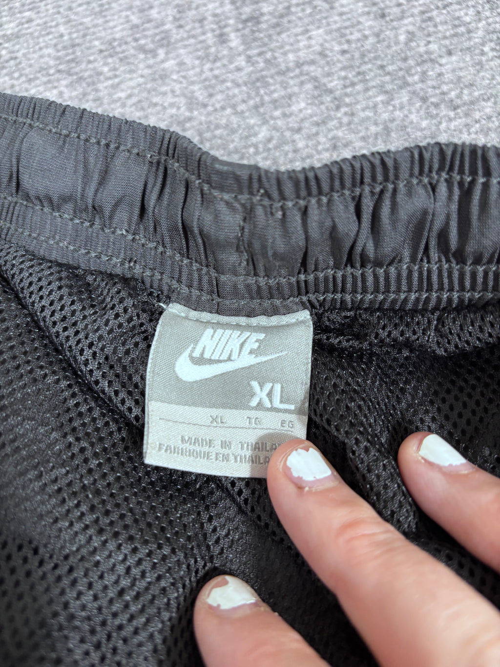 Vintage Y2K Nike Track Pants Size XL Black Grey Piping Wide Leg Nylon Windbreakers