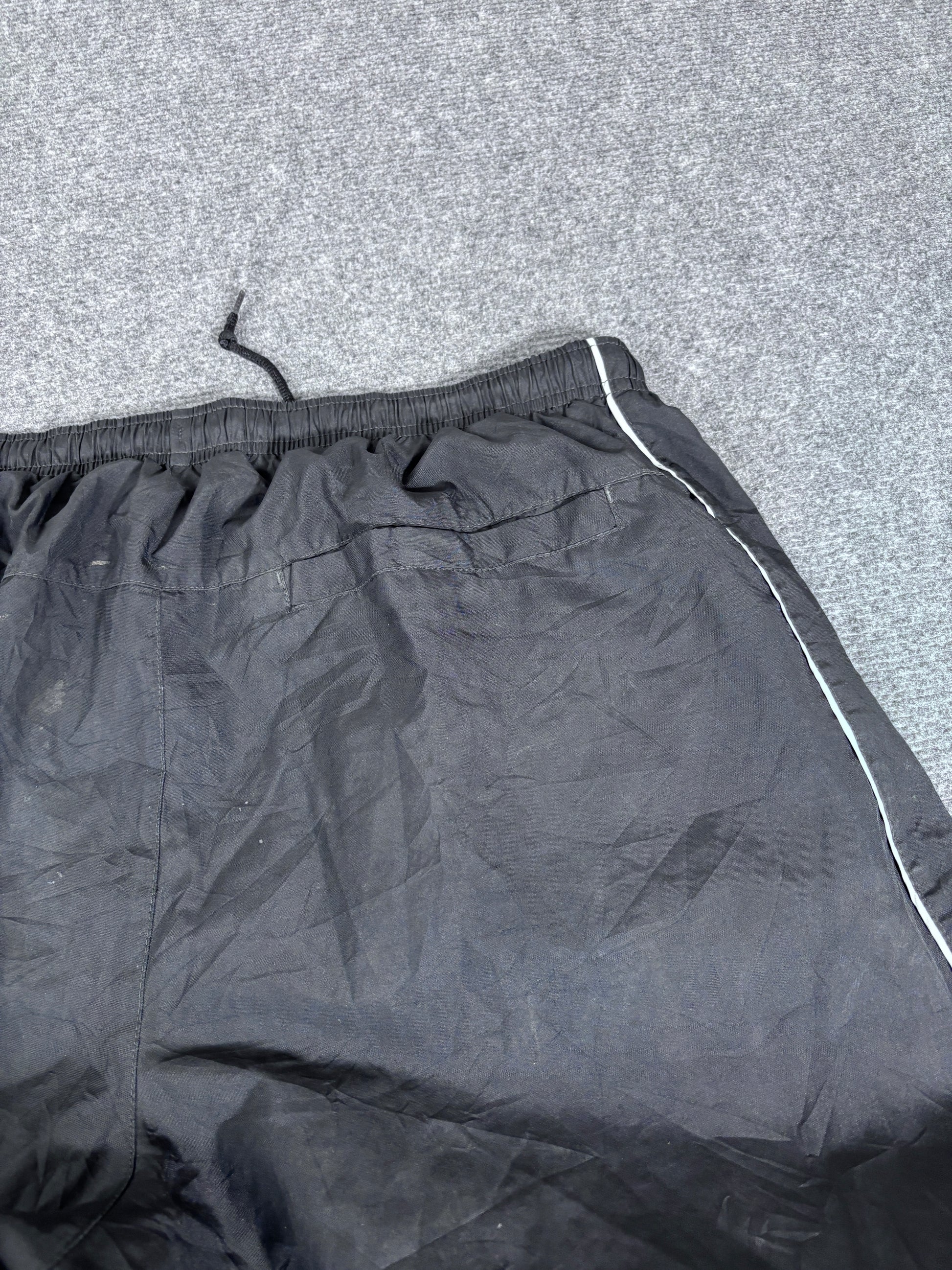 Vintage Y2K Nike Track Pants Size XL Black Grey Piping Wide Leg Nylon Windbreakers